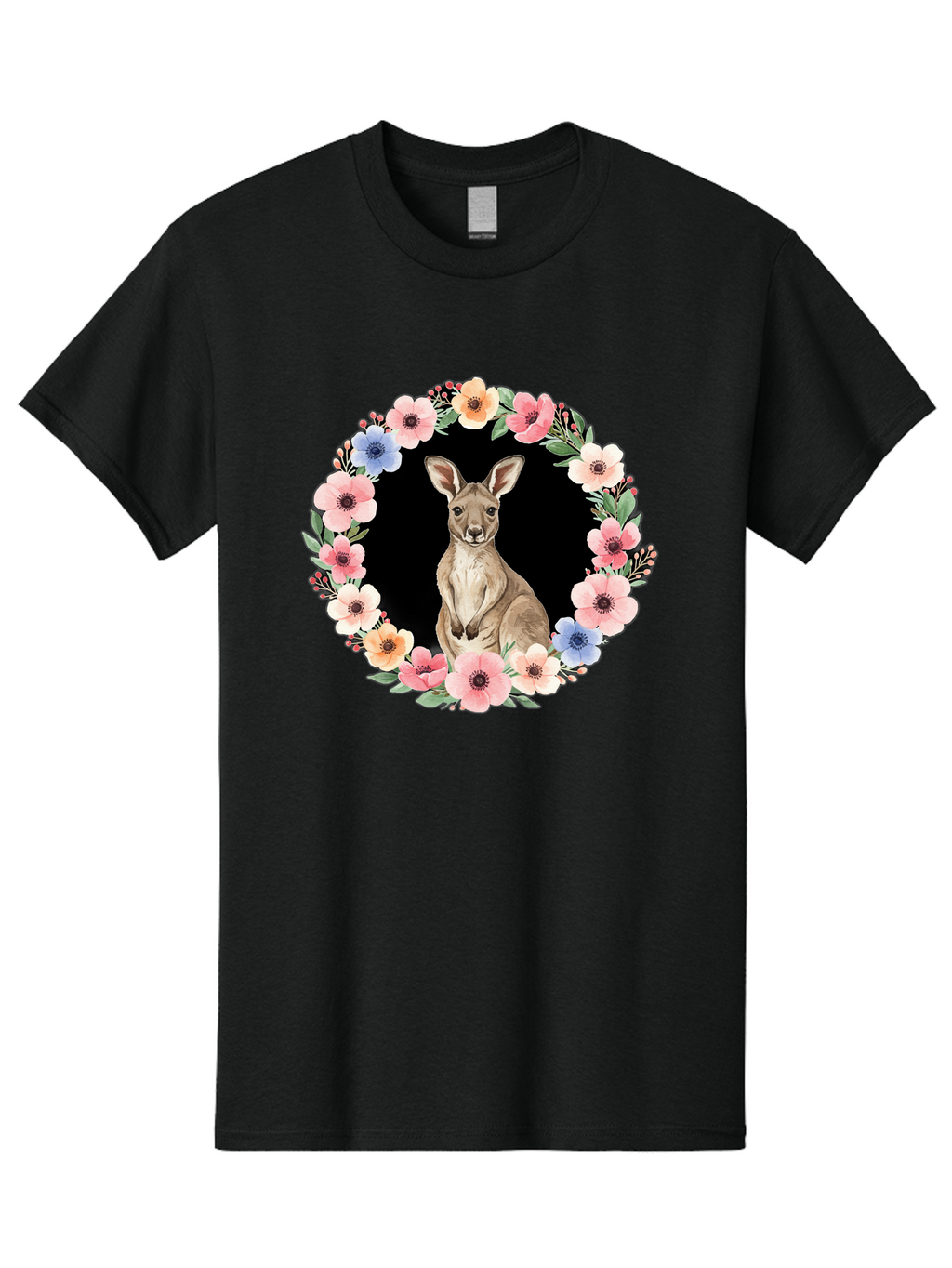 Kangaroo-In-Floral-Wreath Men'S Graphic Tee, 100% Cotton, Comfortable Casual Summer Wear, Machine Washable, Vintage Camera, Old Camera, Antique Camera, Black Camera, Classic Photography, Photography Equipment, Nostalgic Device, Film Camera, Baf157