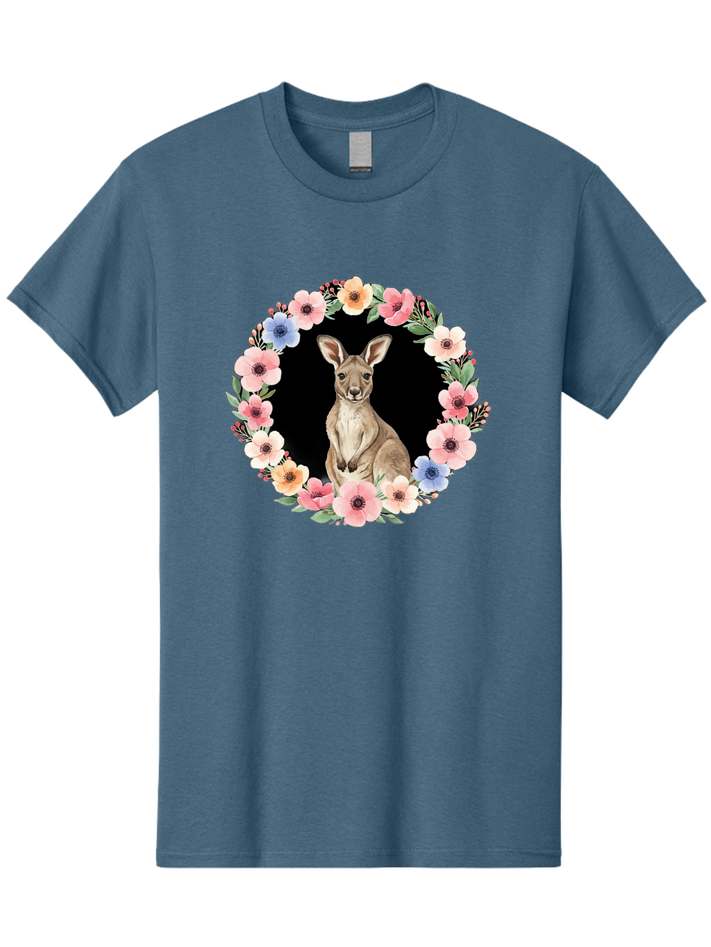 Kangaroo-In-Floral-Wreath Men'S Graphic Tee, 100% Cotton, Comfortable Casual Summer Wear, Machine Washable, Vintage Camera, Old Camera, Antique Camera, Black Camera, Classic Photography, Photography Equipment, Nostalgic Device, Film Camera, Baf157