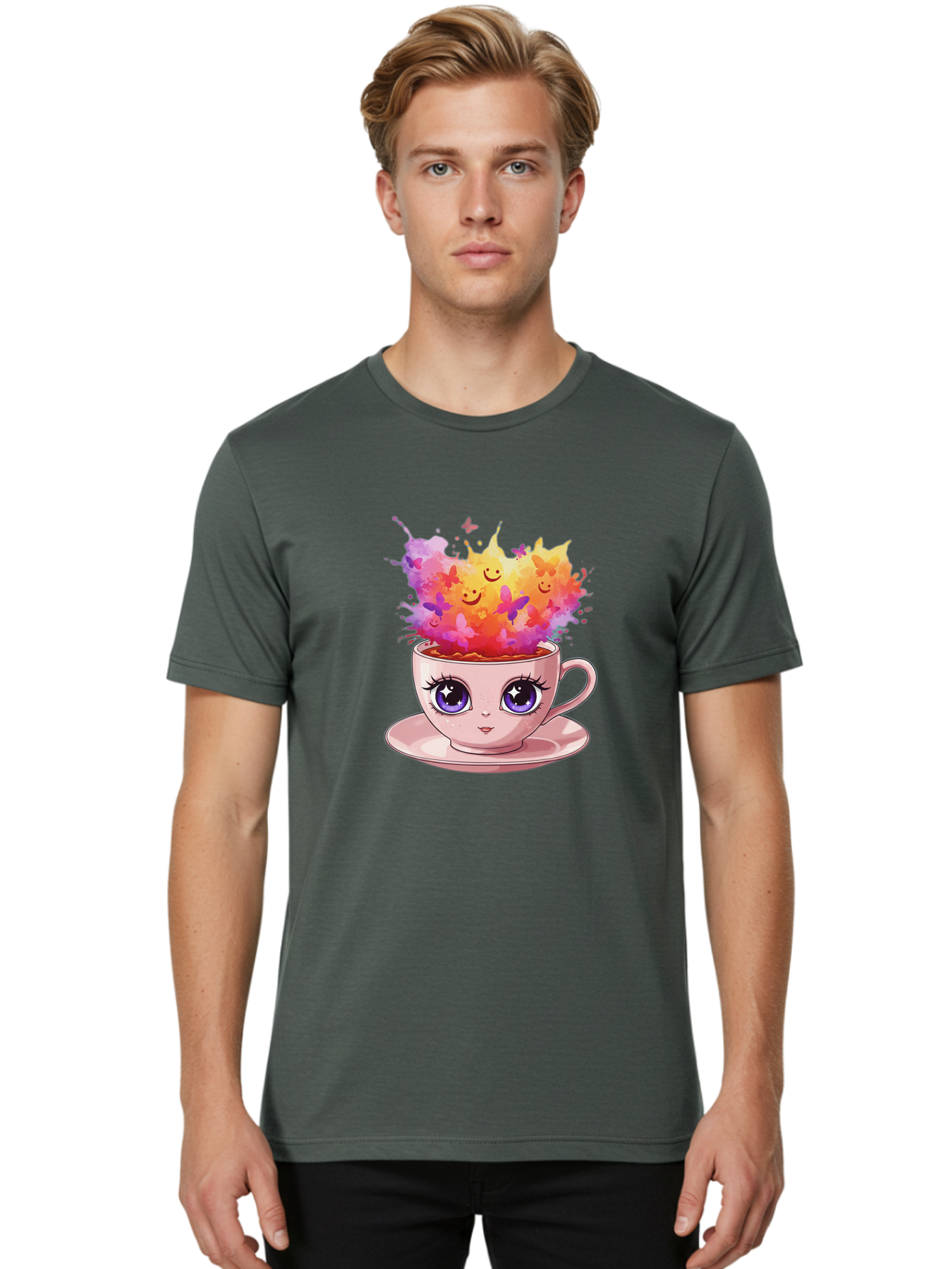 Kawaii-Coffee-Cup Men'S Graphic Tee, 100% Cotton, Comfortable Casual Summer Wear, Machine Washable, Vintage Camera, Old Camera, Antique Camera, Black Camera, Classic Photography, Photography Equipment, Nostalgic Device, Film Camera, Camera Art Baf158