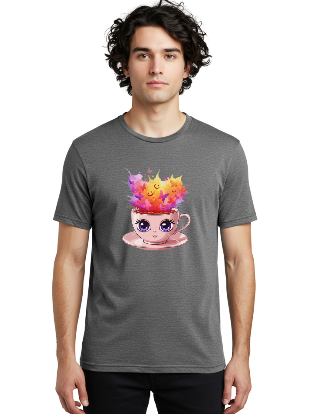 Kawaii-Coffee-Cup Men'S Graphic Tee, 100% Cotton, Comfortable Casual Summer Wear, Machine Washable, Vintage Camera, Old Camera, Antique Camera, Black Camera, Classic Photography, Photography Equipment, Nostalgic Device, Film Camera, Camera Art Baf158