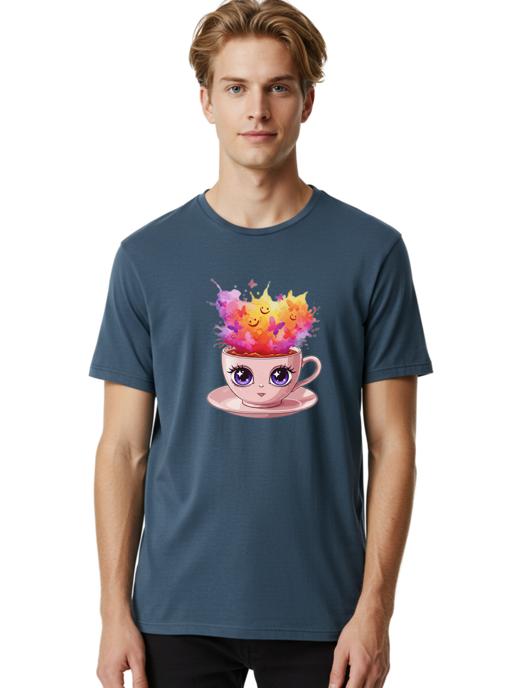 Kawaii-Coffee-Cup Men'S Graphic Tee, 100% Cotton, Comfortable Casual Summer Wear, Machine Washable, Vintage Camera, Old Camera, Antique Camera, Black Camera, Classic Photography, Photography Equipment, Nostalgic Device, Film Camera, Camera Art Baf158
