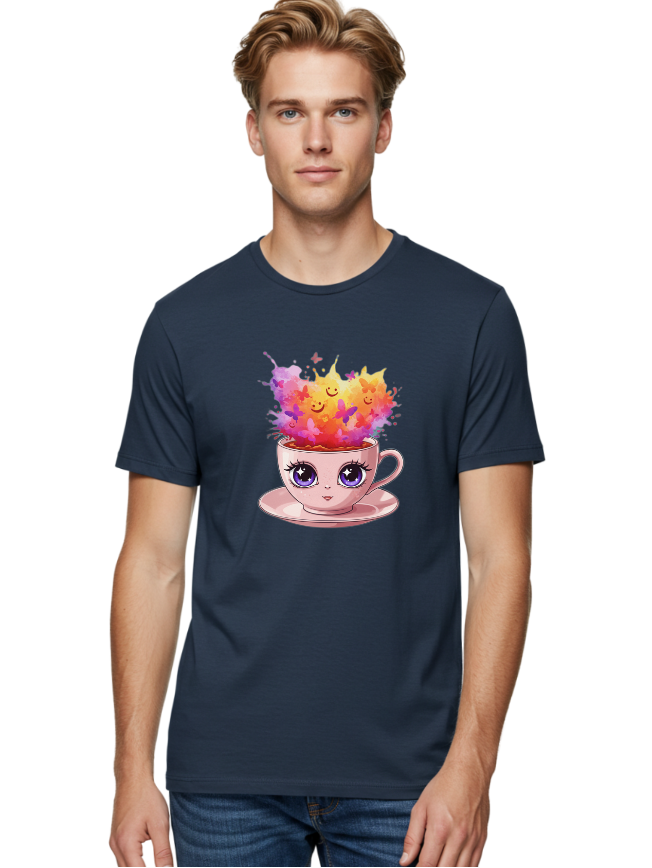 Kawaii-Coffee-Cup Men'S Graphic Tee, 100% Cotton, Comfortable Casual Summer Wear, Machine Washable, Vintage Camera, Old Camera, Antique Camera, Black Camera, Classic Photography, Photography Equipment, Nostalgic Device, Film Camera, Camera Art Baf158