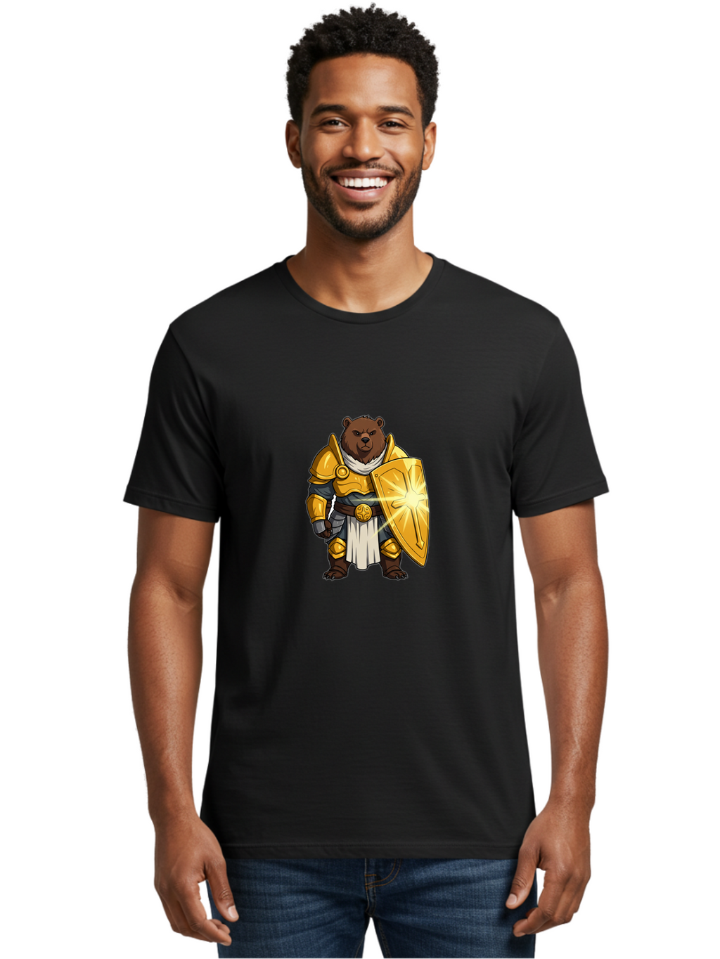 Knight-Bear-1 Men'S Graphic Tee, 100% Cotton, Comfortable Casual Summer Wear, Machine Washable, Vintage Camera, Old Camera, Antique Camera, Black Camera, Classic Photography, Photography Equipment, Nostalgic Device, Film Camera, Camera Art Baf165