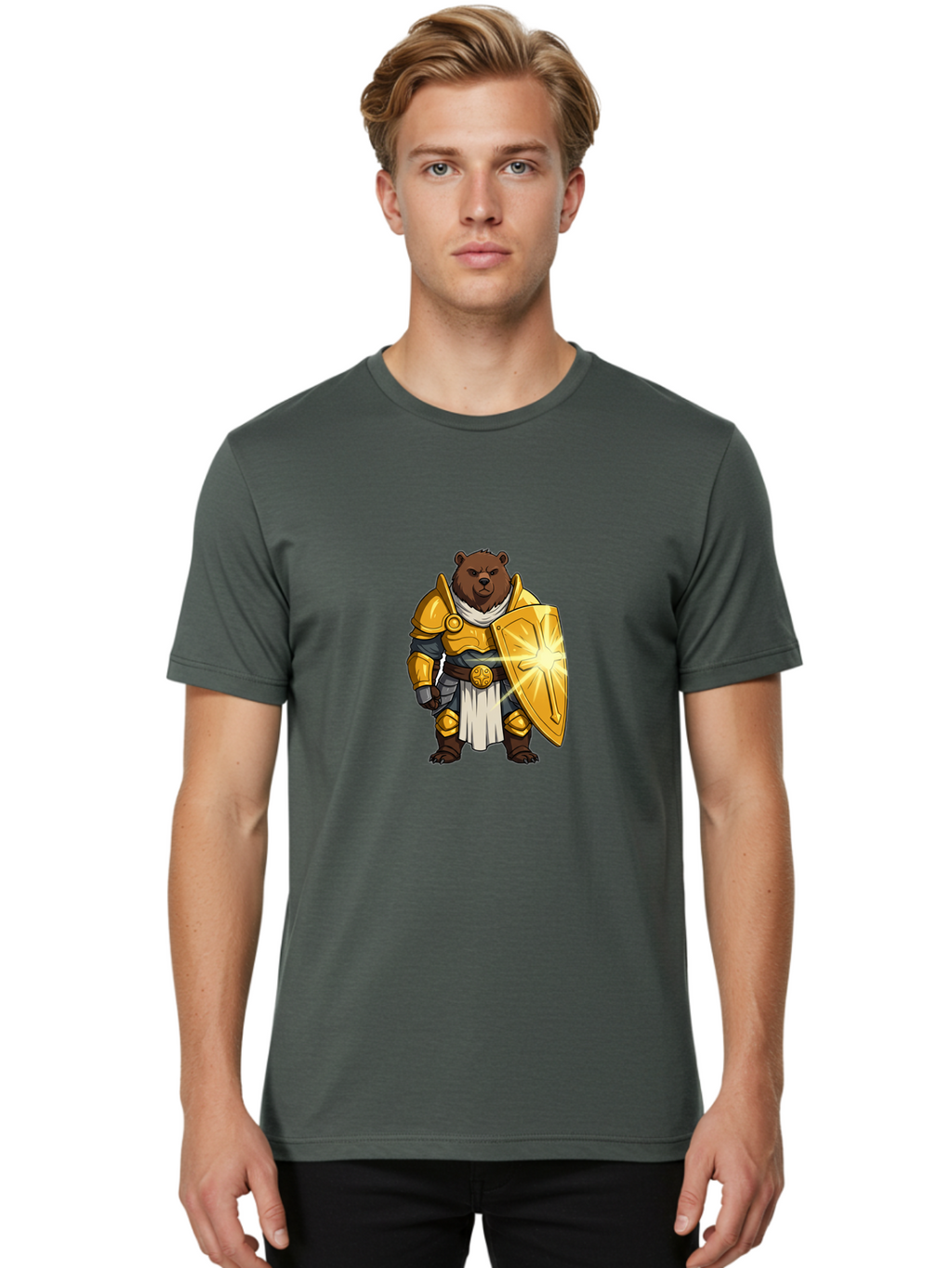 Knight-Bear-1 Men'S Graphic Tee, 100% Cotton, Comfortable Casual Summer Wear, Machine Washable, Vintage Camera, Old Camera, Antique Camera, Black Camera, Classic Photography, Photography Equipment, Nostalgic Device, Film Camera, Camera Art Baf165