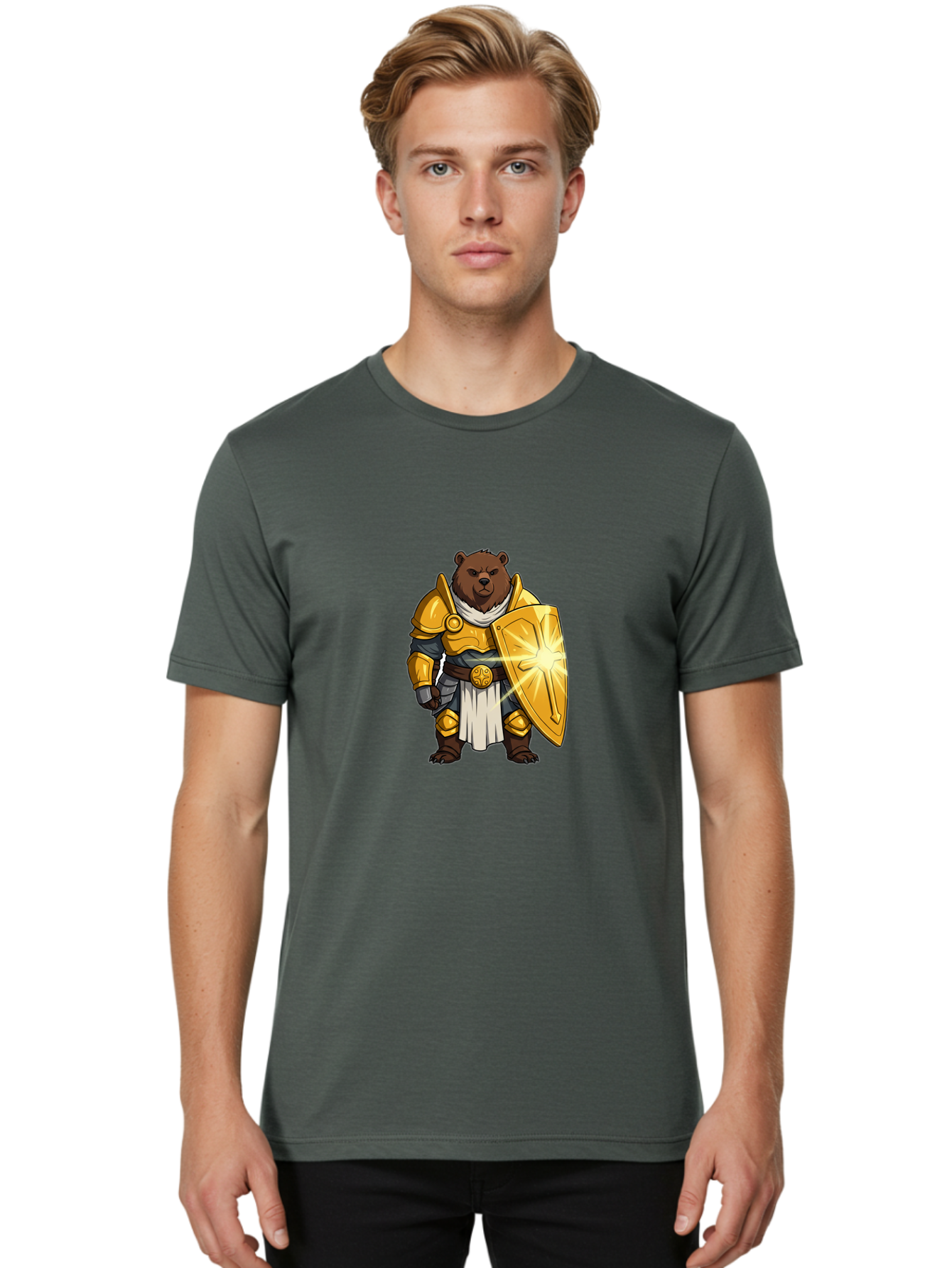 Knight-Bear-1 Men'S Graphic Tee, 100% Cotton, Comfortable Casual Summer Wear, Machine Washable, Vintage Camera, Old Camera, Antique Camera, Black Camera, Classic Photography, Photography Equipment, Nostalgic Device, Film Camera, Camera Art Baf165