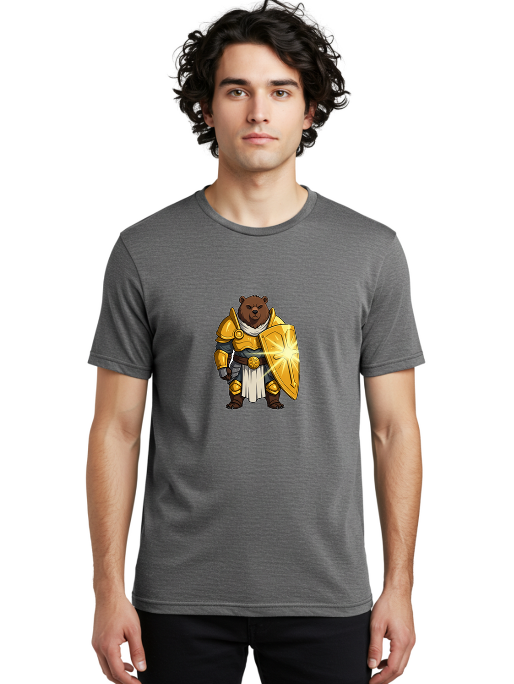 Knight-Bear-1 Men'S Graphic Tee, 100% Cotton, Comfortable Casual Summer Wear, Machine Washable, Vintage Camera, Old Camera, Antique Camera, Black Camera, Classic Photography, Photography Equipment, Nostalgic Device, Film Camera, Camera Art Baf165