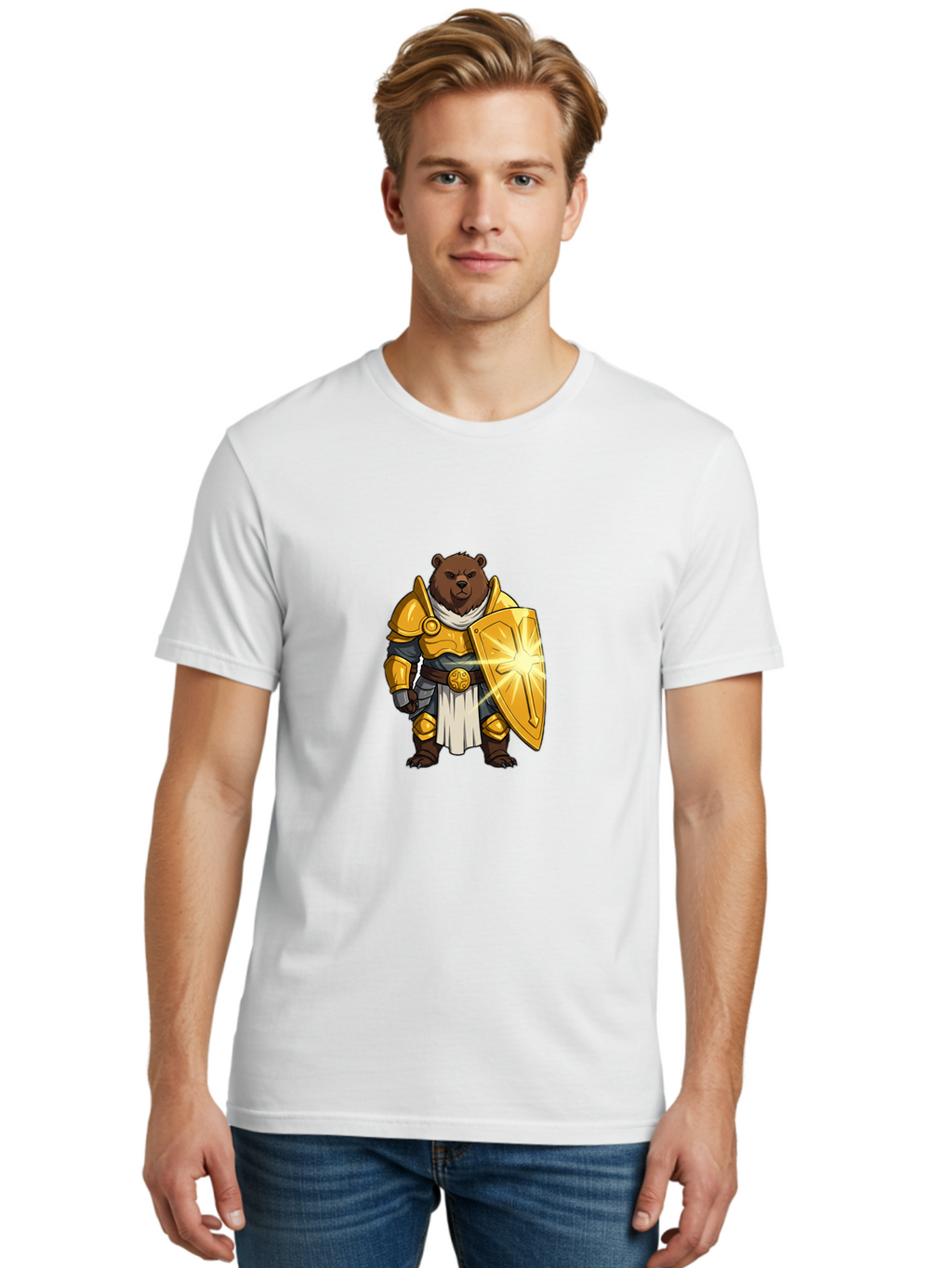Knight-Bear-1 Men'S Graphic Tee, 100% Cotton, Comfortable Casual Summer Wear, Machine Washable, Vintage Camera, Old Camera, Antique Camera, Black Camera, Classic Photography, Photography Equipment, Nostalgic Device, Film Camera, Camera Art Baf165