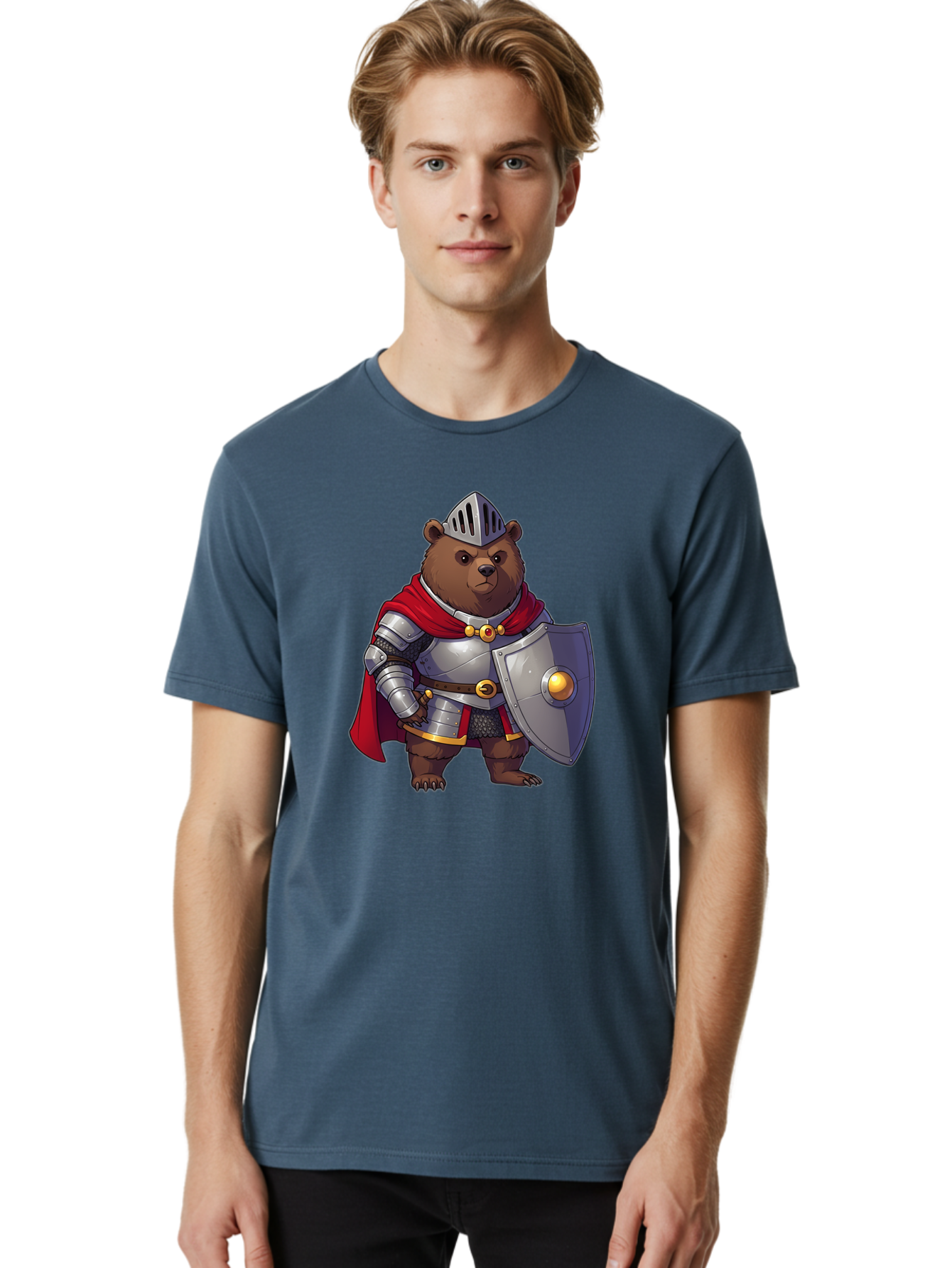 Knight-Bear-2 Men'S Graphic Tee, 100% Cotton, Comfortable Casual Summer Wear, Machine Washable, Vintage Camera, Old Camera, Antique Camera, Black Camera, Classic Photography, Photography Equipment, Nostalgic Device, Film Camera, Camera Art Baf166
