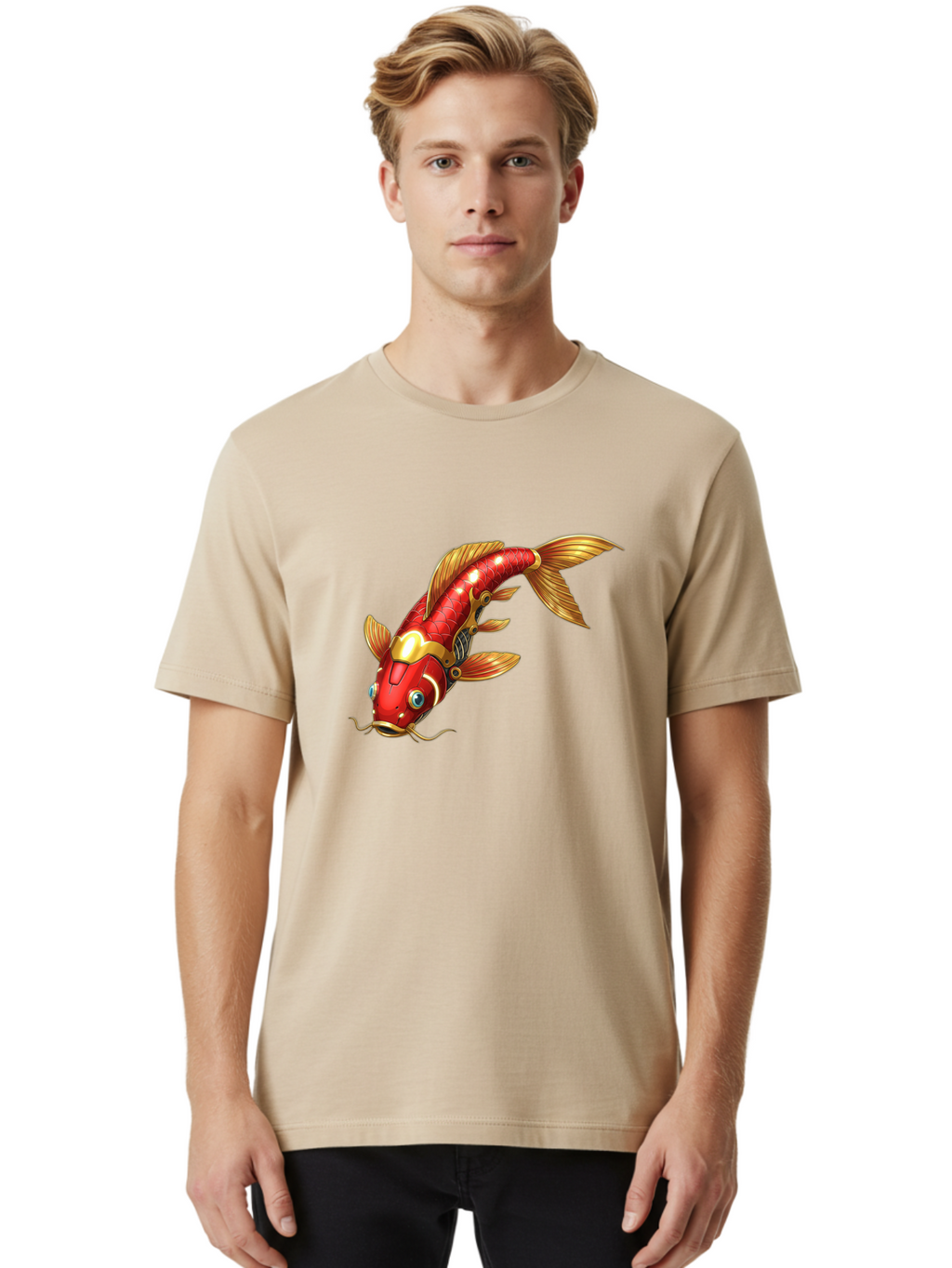 Koi-Fish-1 Men'S Graphic Tee, 100% Cotton, Comfortable Casual Summer Wear, Machine Washable, Vintage Camera, Old Camera, Antique Camera, Black Camera, Classic Photography, Photography Equipment, Nostalgic Device, Film Camera, Camera Art Baf169