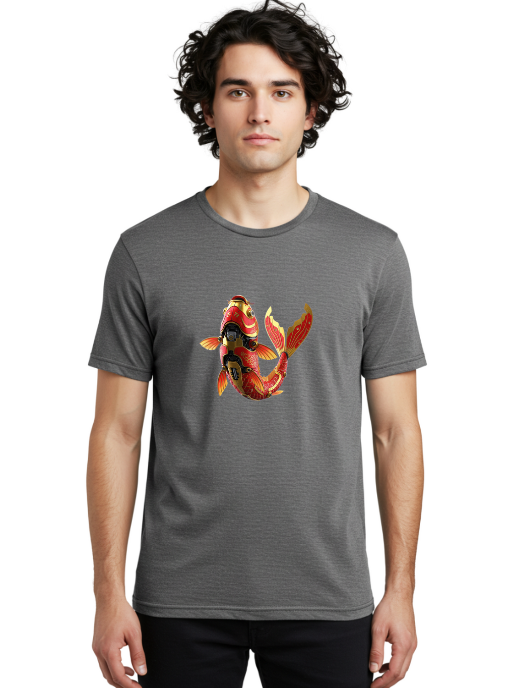 Koi-Fish-Robot-2 Men'S Graphic Tee, 100% Cotton, Comfortable Casual Summer Wear, Machine Washable, Vintage Camera, Old Camera, Antique Camera, Black Camera, Classic Photography, Photography Equipment, Nostalgic Device, Film Camera, Camera Art Baf172