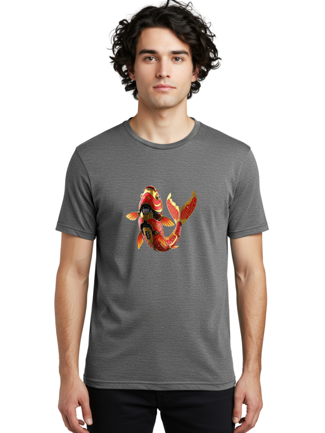 Koi-Fish-Robot-2 Men'S Graphic Tee, 100% Cotton, Comfortable Casual Summer Wear, Machine Washable, Vintage Camera, Old Camera, Antique Camera, Black Camera, Classic Photography, Photography Equipment, Nostalgic Device, Film Camera, Camera Art Baf172