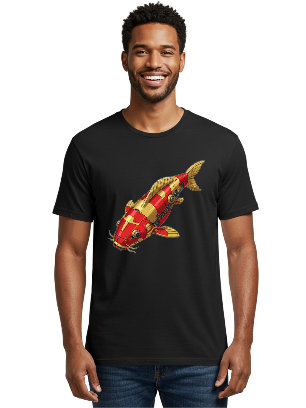 Koi-Fish-Robot Men'S Graphic Tee, 100% Cotton, Comfortable Casual Summer Wear, Machine Washable, Vintage Camera, Old Camera, Antique Camera, Black Camera, Classic Photography, Photography Equipment, Nostalgic Device, Film Camera, Camera Art Baf173