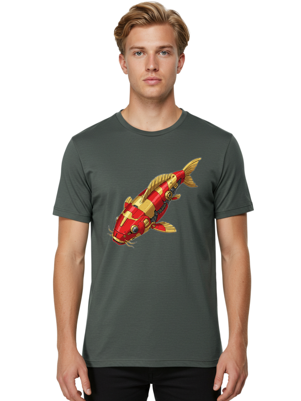 Koi-Fish-Robot Men'S Graphic Tee, 100% Cotton, Comfortable Casual Summer Wear, Machine Washable, Vintage Camera, Old Camera, Antique Camera, Black Camera, Classic Photography, Photography Equipment, Nostalgic Device, Film Camera, Camera Art Baf173