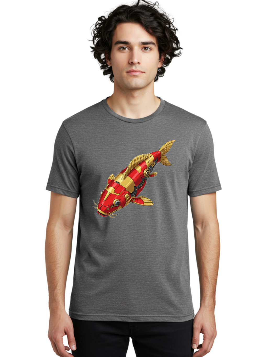 Koi-Fish-Robot Men'S Graphic Tee, 100% Cotton, Comfortable Casual Summer Wear, Machine Washable, Vintage Camera, Old Camera, Antique Camera, Black Camera, Classic Photography, Photography Equipment, Nostalgic Device, Film Camera, Camera Art Baf173