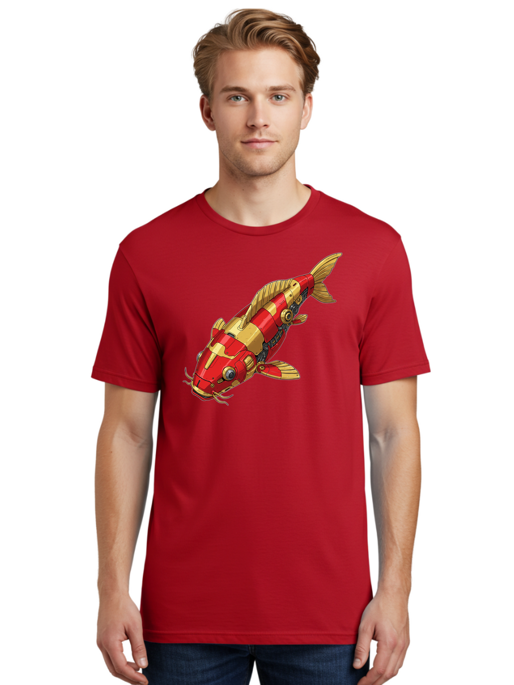 Koi-Fish-Robot Men'S Graphic Tee, 100% Cotton, Comfortable Casual Summer Wear, Machine Washable, Vintage Camera, Old Camera, Antique Camera, Black Camera, Classic Photography, Photography Equipment, Nostalgic Device, Film Camera, Camera Art Baf173