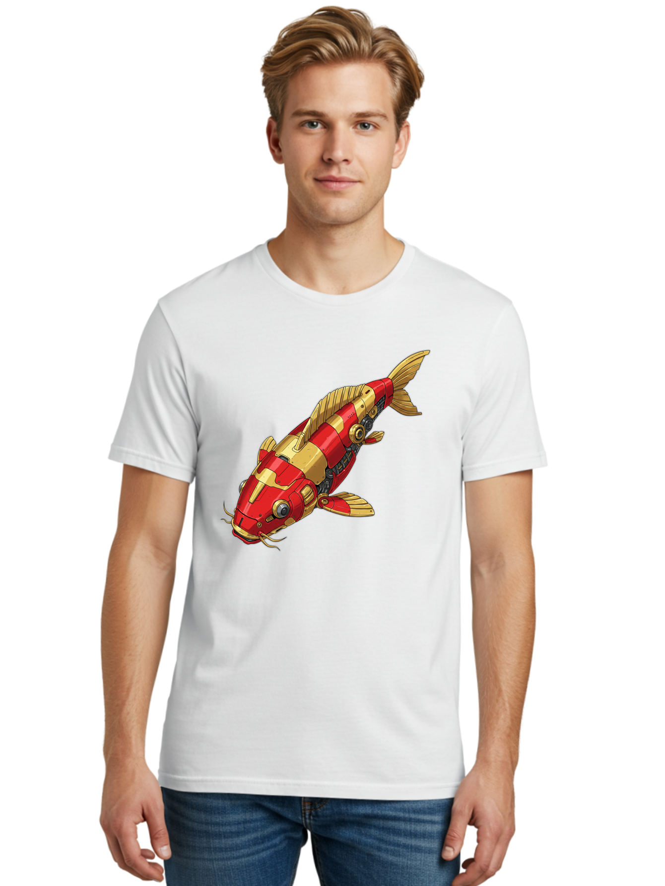 Koi-Fish-Robot Men'S Graphic Tee, 100% Cotton, Comfortable Casual Summer Wear, Machine Washable, Vintage Camera, Old Camera, Antique Camera, Black Camera, Classic Photography, Photography Equipment, Nostalgic Device, Film Camera, Camera Art Baf173