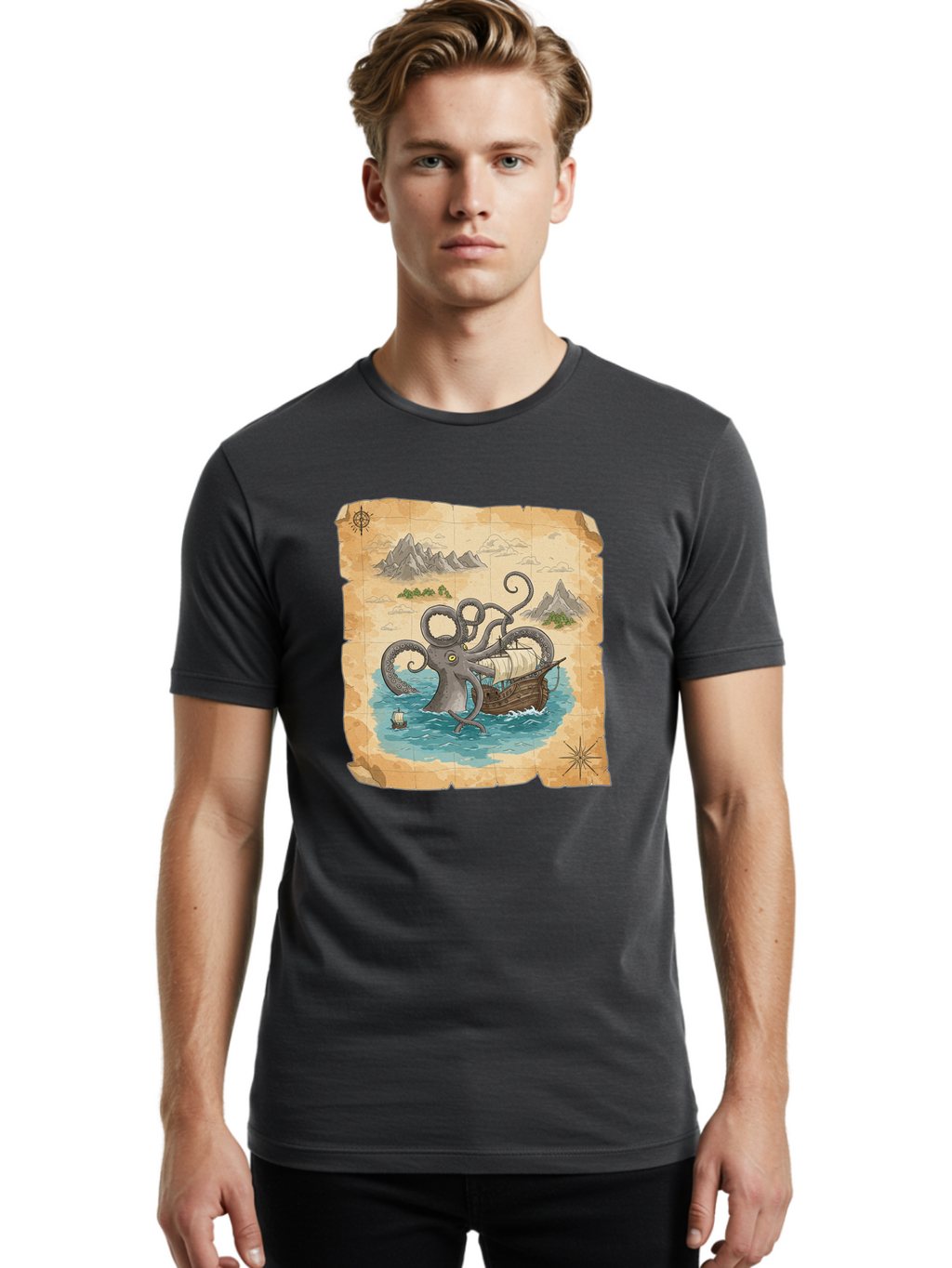 Kraken-Attack Men'S Graphic Tee, 100% Cotton, Comfortable Casual Summer Wear, Machine Washable, Vintage Camera, Old Camera, Antique Camera, Black Camera, Classic Photography, Photography Equipment, Nostalgic Device, Film Camera, Camera Art Baf175