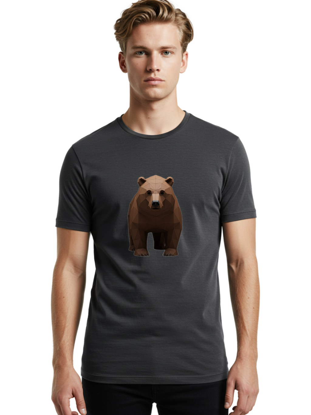 Low-Poly-Bear-1 Men'S Graphic Tee, 100% Cotton, Comfortable Casual Summer Wear, Machine Washable, Vintage Camera, Old Camera, Antique Camera, Black Camera, Classic Photography, Photography Equipment, Nostalgic Device, Film Camera, Camera Art Baf184