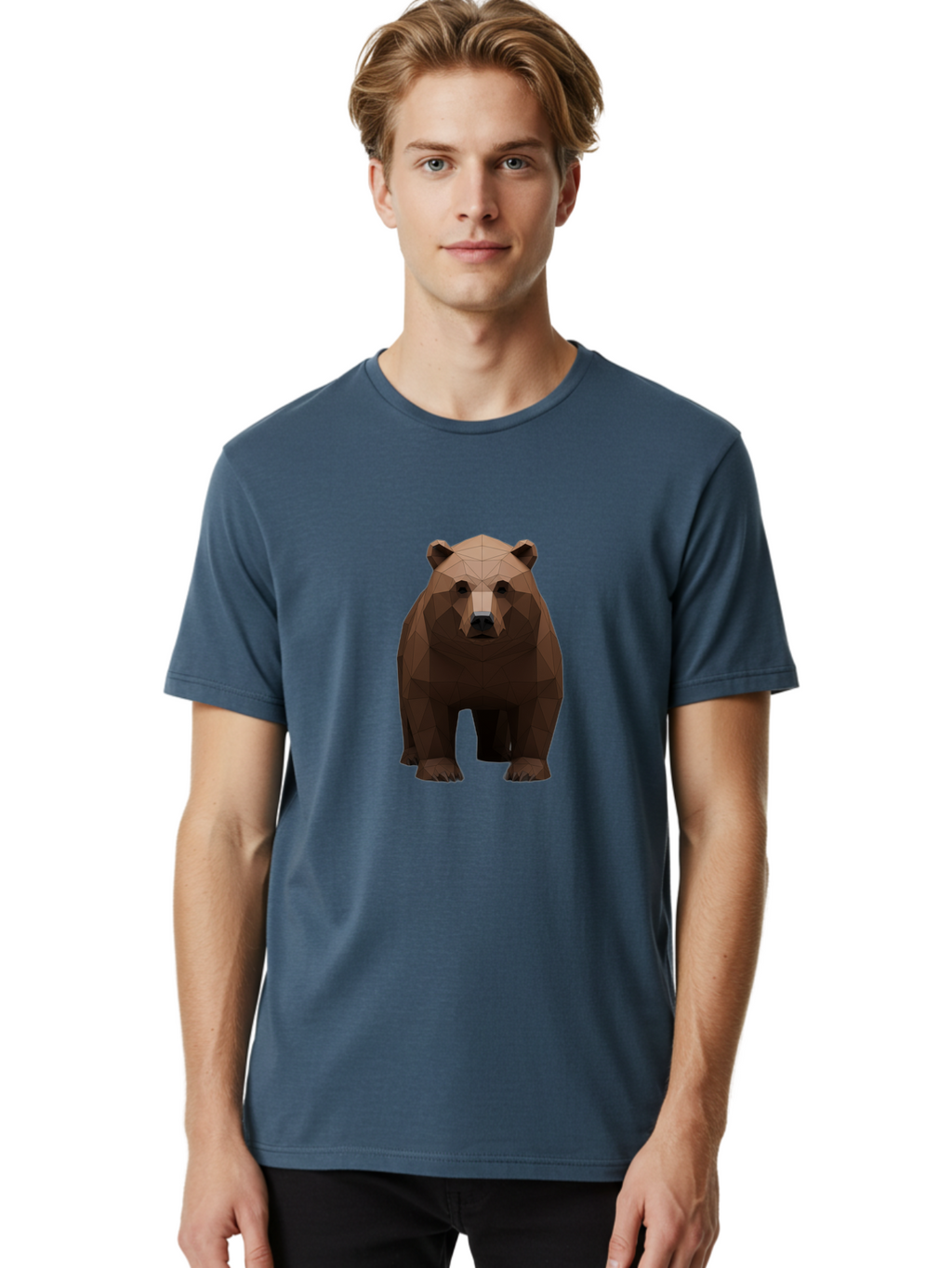 Low-Poly-Bear-1 Men'S Graphic Tee, 100% Cotton, Comfortable Casual Summer Wear, Machine Washable, Vintage Camera, Old Camera, Antique Camera, Black Camera, Classic Photography, Photography Equipment, Nostalgic Device, Film Camera, Camera Art Baf184
