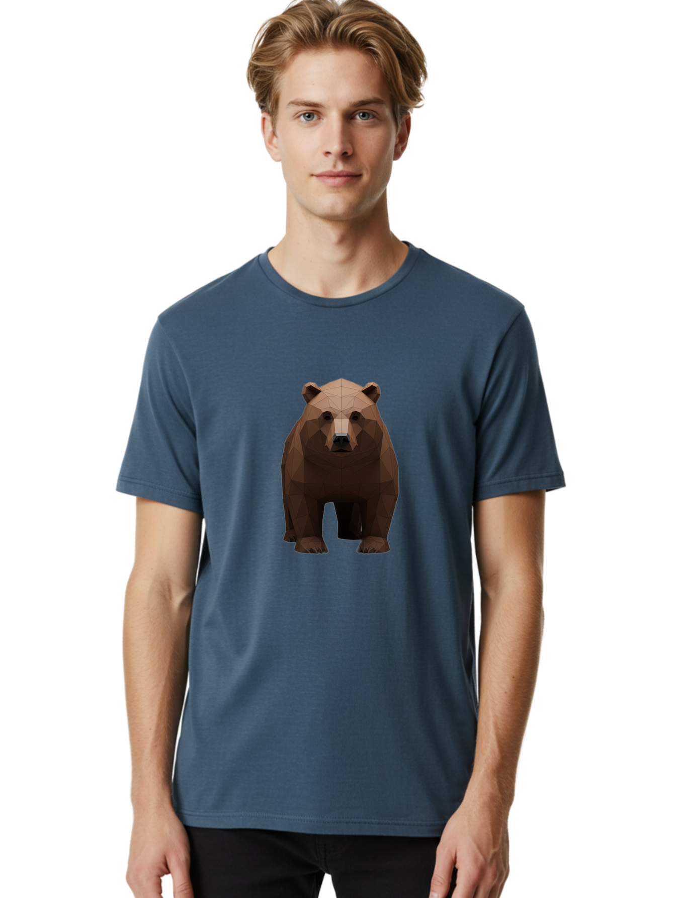 Low-Poly-Bear-1 Men'S Graphic Tee, 100% Cotton, Comfortable Casual Summer Wear, Machine Washable, Vintage Camera, Old Camera, Antique Camera, Black Camera, Classic Photography, Photography Equipment, Nostalgic Device, Film Camera, Camera Art Baf184