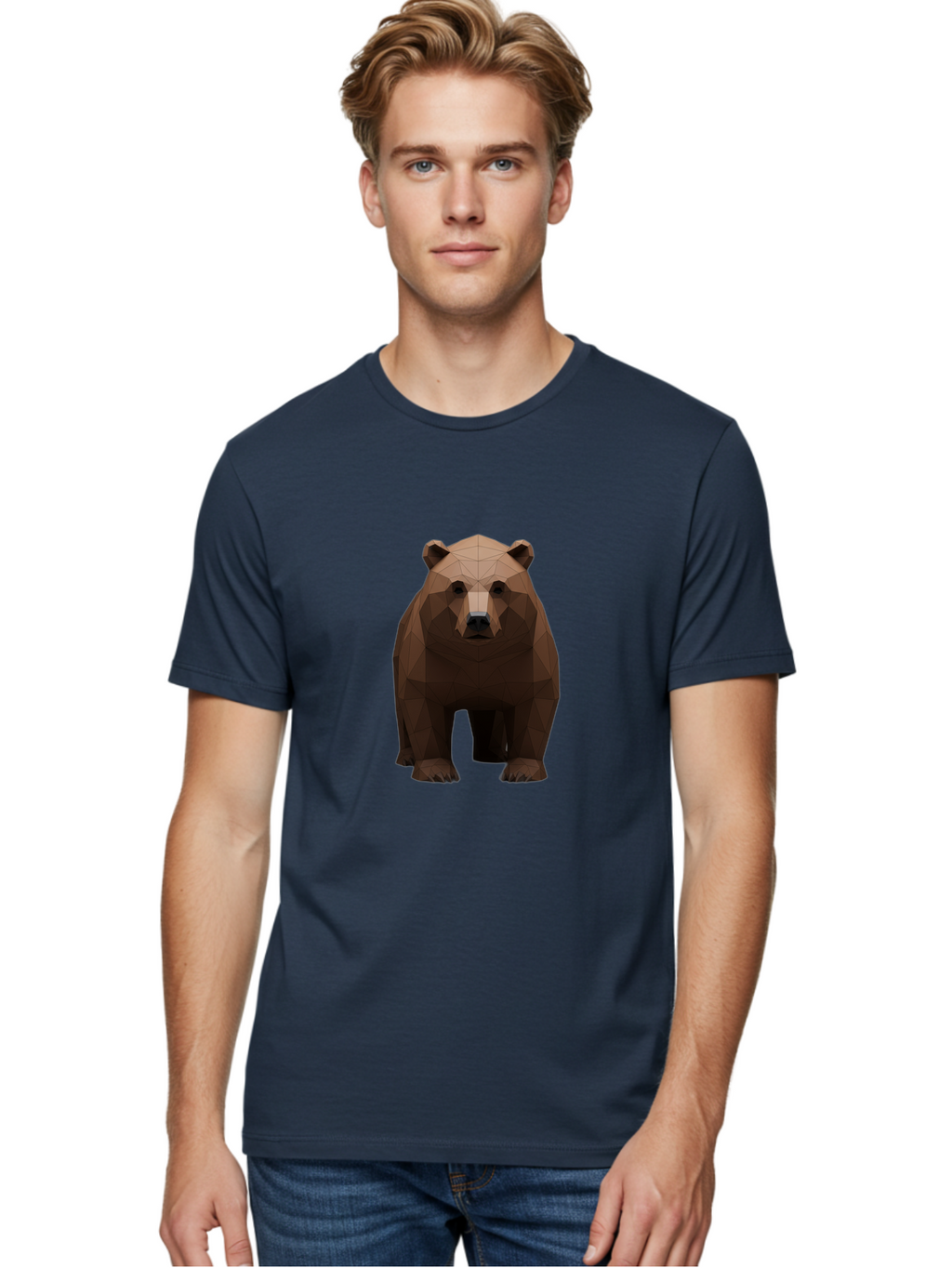 Low-Poly-Bear-1 Men'S Graphic Tee, 100% Cotton, Comfortable Casual Summer Wear, Machine Washable, Vintage Camera, Old Camera, Antique Camera, Black Camera, Classic Photography, Photography Equipment, Nostalgic Device, Film Camera, Camera Art Baf184