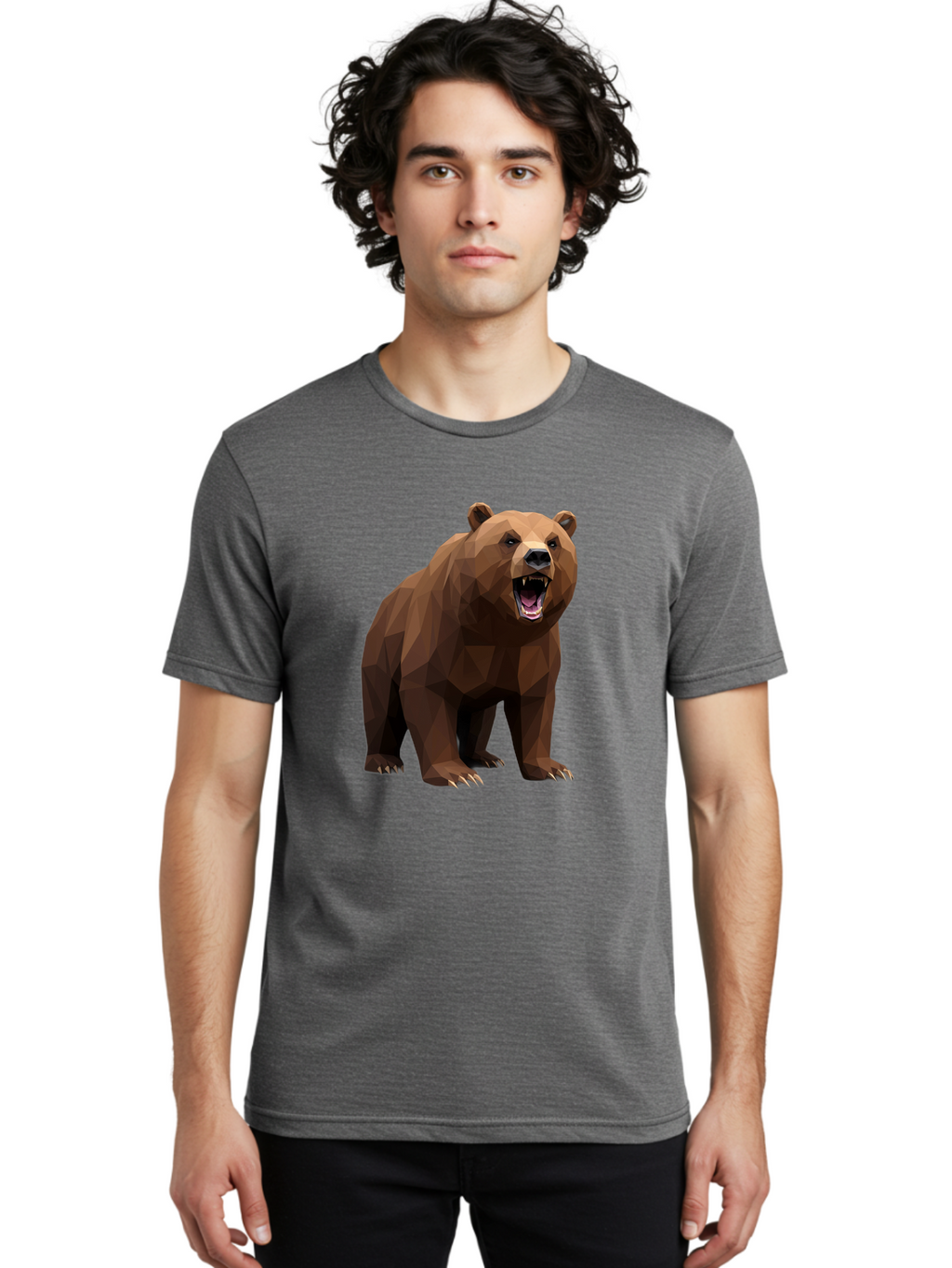 Low-Poly-Bear-2 Men'S Graphic Tee, 100% Cotton, Comfortable Casual Summer Wear, Machine Washable, Vintage Camera, Old Camera, Antique Camera, Black Camera, Classic Photography, Photography Equipment, Nostalgic Device, Film Camera, Camera Art Baf185