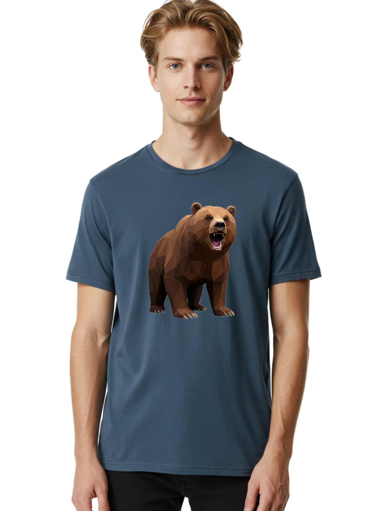 Low-Poly-Bear-2 Men'S Graphic Tee, 100% Cotton, Comfortable Casual Summer Wear, Machine Washable, Vintage Camera, Old Camera, Antique Camera, Black Camera, Classic Photography, Photography Equipment, Nostalgic Device, Film Camera, Camera Art Baf185