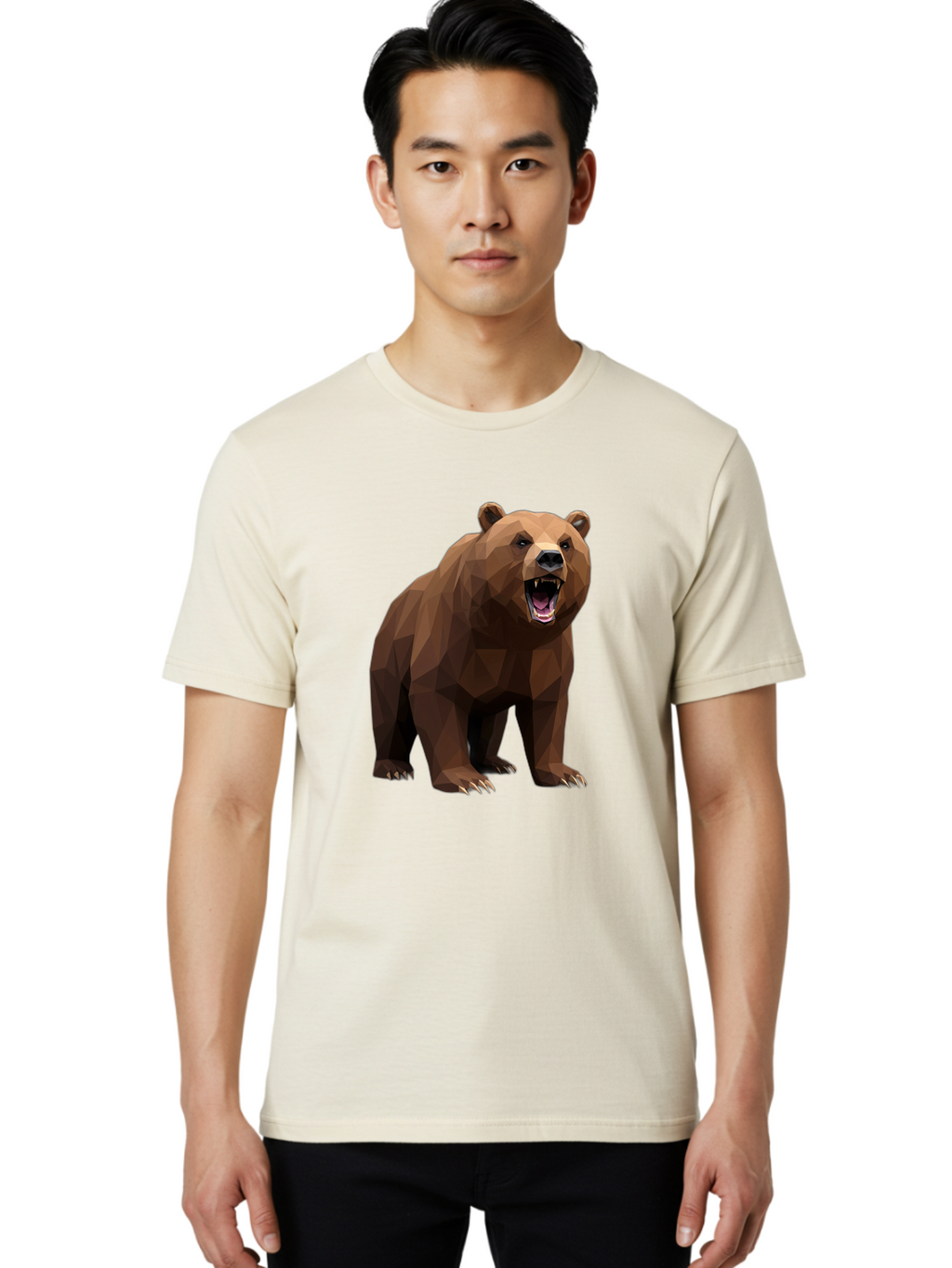 Low-Poly-Bear-2 Men'S Graphic Tee, 100% Cotton, Comfortable Casual Summer Wear, Machine Washable, Vintage Camera, Old Camera, Antique Camera, Black Camera, Classic Photography, Photography Equipment, Nostalgic Device, Film Camera, Camera Art Baf185
