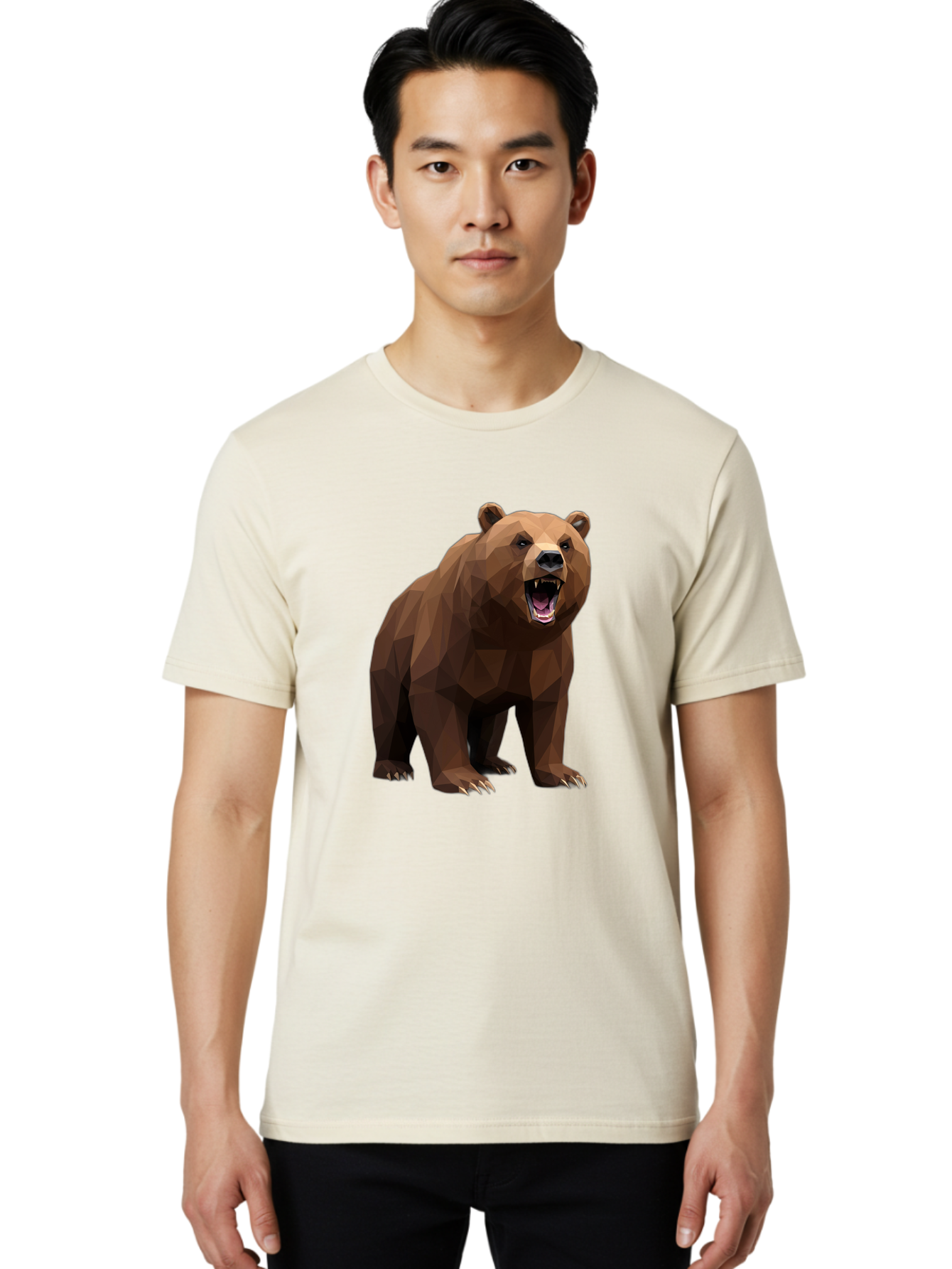 Low-Poly-Bear-2 Men'S Graphic Tee, 100% Cotton, Comfortable Casual Summer Wear, Machine Washable, Vintage Camera, Old Camera, Antique Camera, Black Camera, Classic Photography, Photography Equipment, Nostalgic Device, Film Camera, Camera Art Baf185