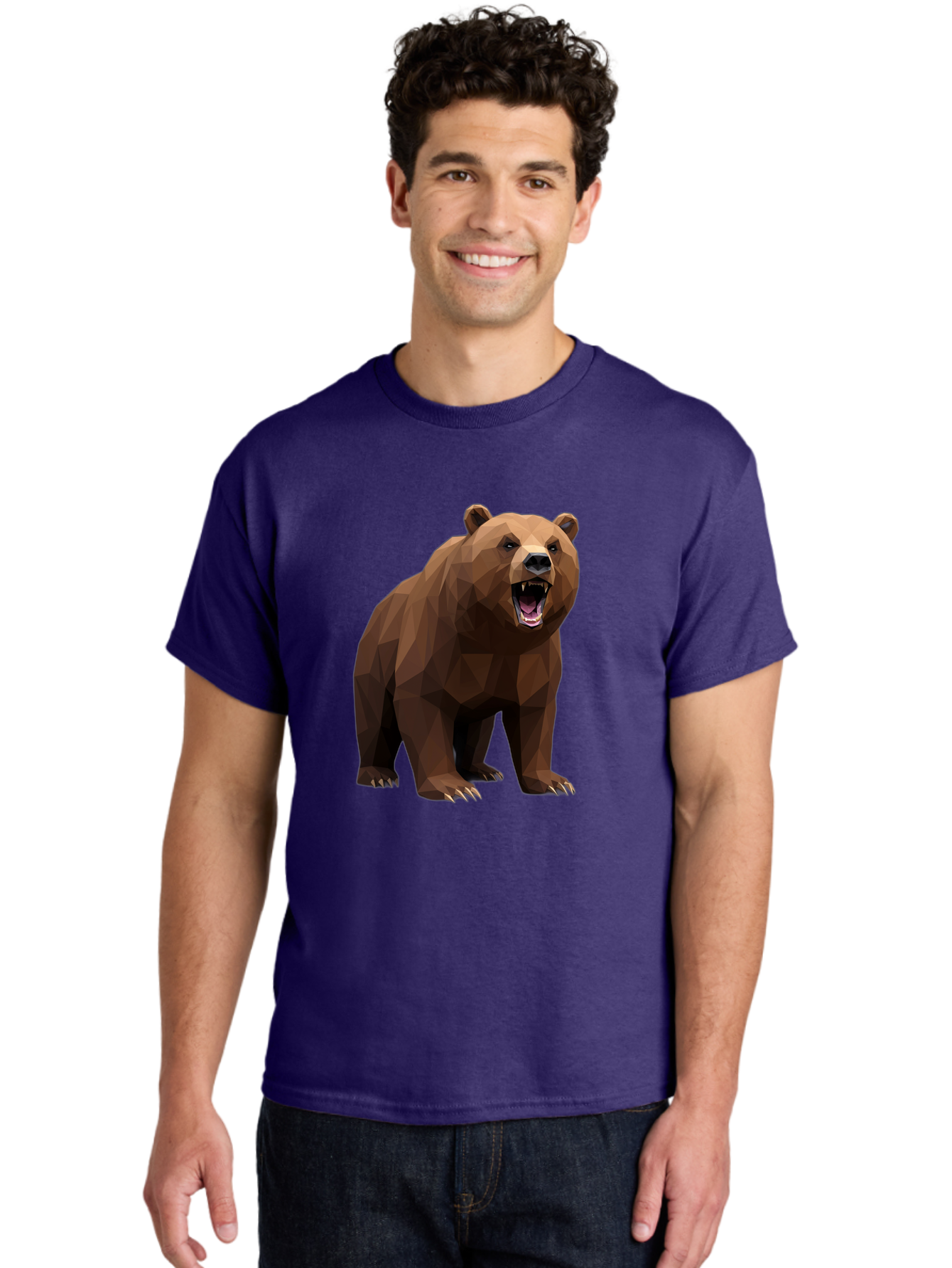 Low-Poly-Bear-2 Men'S Graphic Tee, 100% Cotton, Comfortable Casual Summer Wear, Machine Washable, Vintage Camera, Old Camera, Antique Camera, Black Camera, Classic Photography, Photography Equipment, Nostalgic Device, Film Camera, Camera Art Baf185