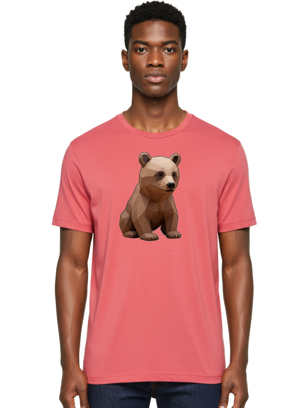 Low-Poly-Bear-3 Men'S Graphic Tee, 100% Cotton, Comfortable Casual Summer Wear, Machine Washable, Vintage Camera, Old Camera, Antique Camera, Black Camera, Classic Photography, Photography Equipment, Nostalgic Device, Film Camera, Camera Art Baf186