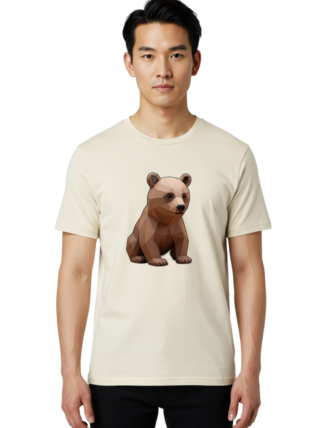 Low-Poly-Bear-3 Men'S Graphic Tee, 100% Cotton, Comfortable Casual Summer Wear, Machine Washable, Vintage Camera, Old Camera, Antique Camera, Black Camera, Classic Photography, Photography Equipment, Nostalgic Device, Film Camera, Camera Art Baf186
