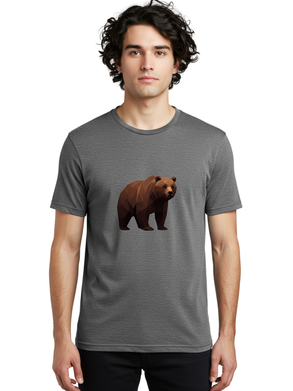 Low-Poly-Bear-4 Men'S Graphic Tee, 100% Cotton, Comfortable Casual Summer Wear, Machine Washable, Vintage Camera, Old Camera, Antique Camera, Black Camera, Classic Photography, Photography Equipment, Nostalgic Device, Film Camera, Camera Art Baf187