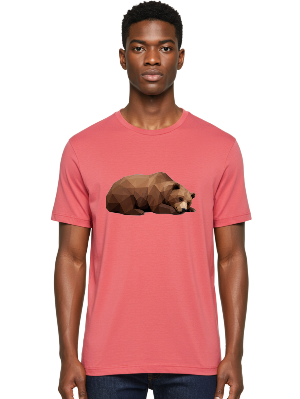 Low-Poly-Bear-6 Men'S Graphic Tee, 100% Cotton, Comfortable Casual Summer Wear, Machine Washable, Vintage Camera, Old Camera, Antique Camera, Black Camera, Classic Photography, Photography Equipment, Nostalgic Device, Film Camera, Camera Art Baf189