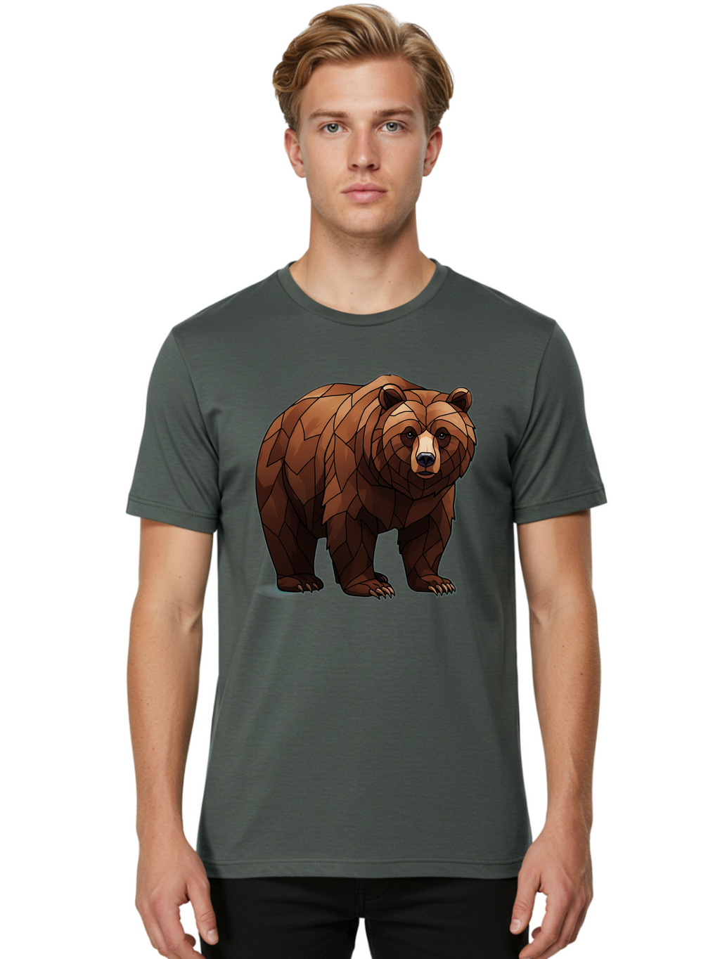 Low-Poly-Bear-7 Men'S Graphic Tee, 100% Cotton, Comfortable Casual Summer Wear, Machine Washable, Vintage Camera, Old Camera, Antique Camera, Black Camera, Classic Photography, Photography Equipment, Nostalgic Device, Film Camera, Camera Art Baf190