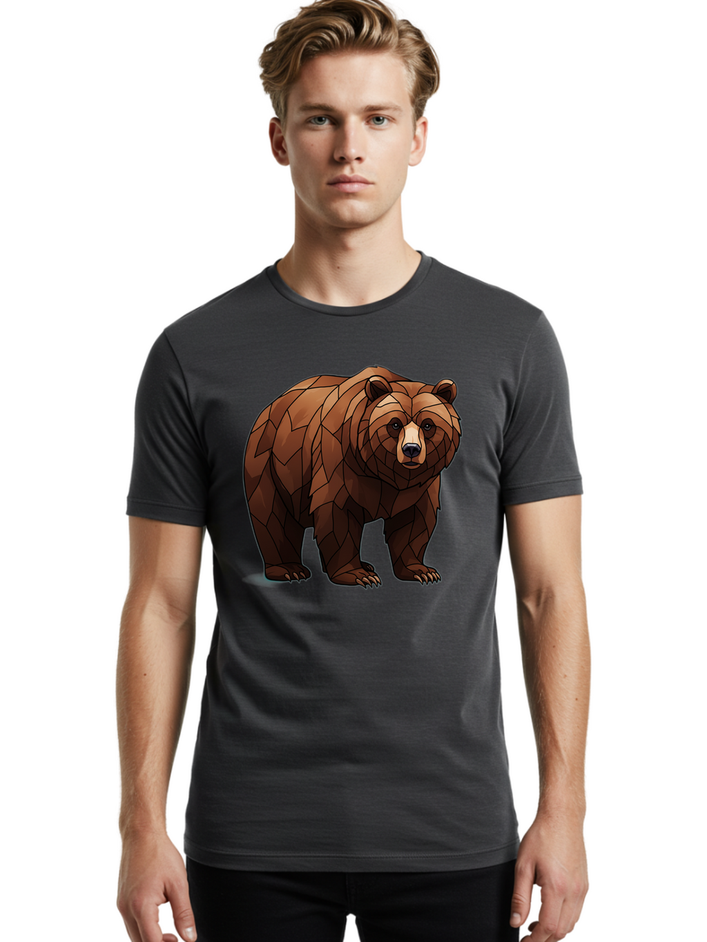 Low-Poly-Bear-7 Men'S Graphic Tee, 100% Cotton, Comfortable Casual Summer Wear, Machine Washable, Vintage Camera, Old Camera, Antique Camera, Black Camera, Classic Photography, Photography Equipment, Nostalgic Device, Film Camera, Camera Art Baf190