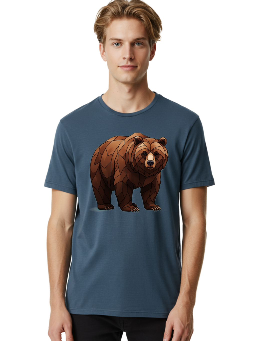 Low-Poly-Bear-7 Men'S Graphic Tee, 100% Cotton, Comfortable Casual Summer Wear, Machine Washable, Vintage Camera, Old Camera, Antique Camera, Black Camera, Classic Photography, Photography Equipment, Nostalgic Device, Film Camera, Camera Art Baf190