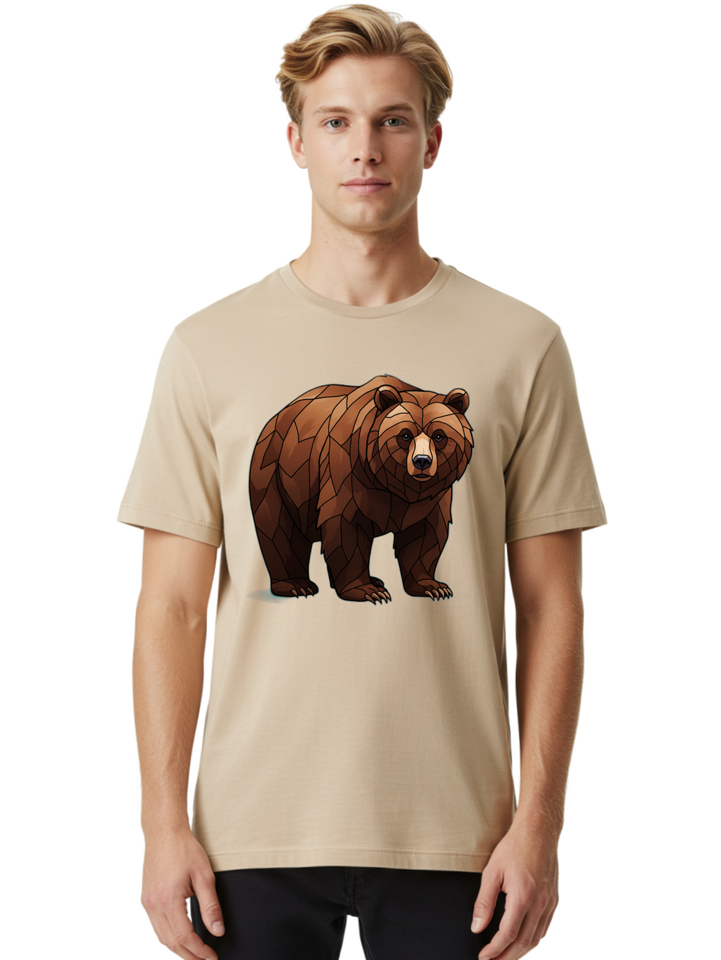 Low-Poly-Bear-7 Men'S Graphic Tee, 100% Cotton, Comfortable Casual Summer Wear, Machine Washable, Vintage Camera, Old Camera, Antique Camera, Black Camera, Classic Photography, Photography Equipment, Nostalgic Device, Film Camera, Camera Art Baf190
