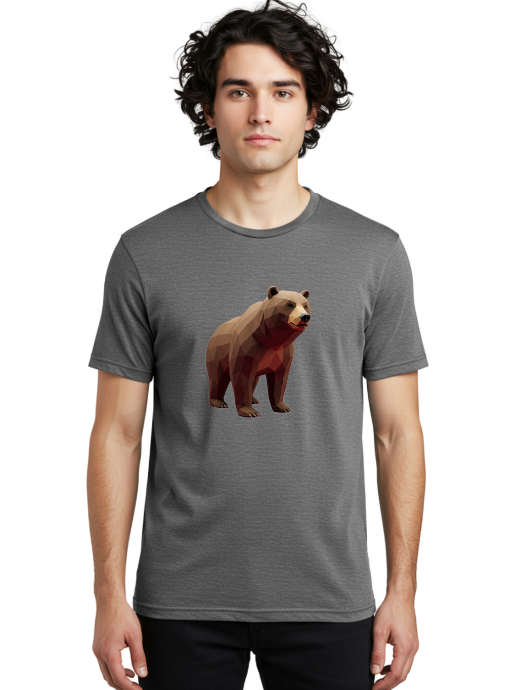 Low-Poly-Brown-Bear-1 Men'S Graphic Tee, 100% Cotton, Comfortable Casual Summer Wear, Machine Washable, Vintage Camera, Old Camera, Antique Camera, Black Camera, Classic Photography, Photography Equipment, Nostalgic Device, Film Camera, Baf193