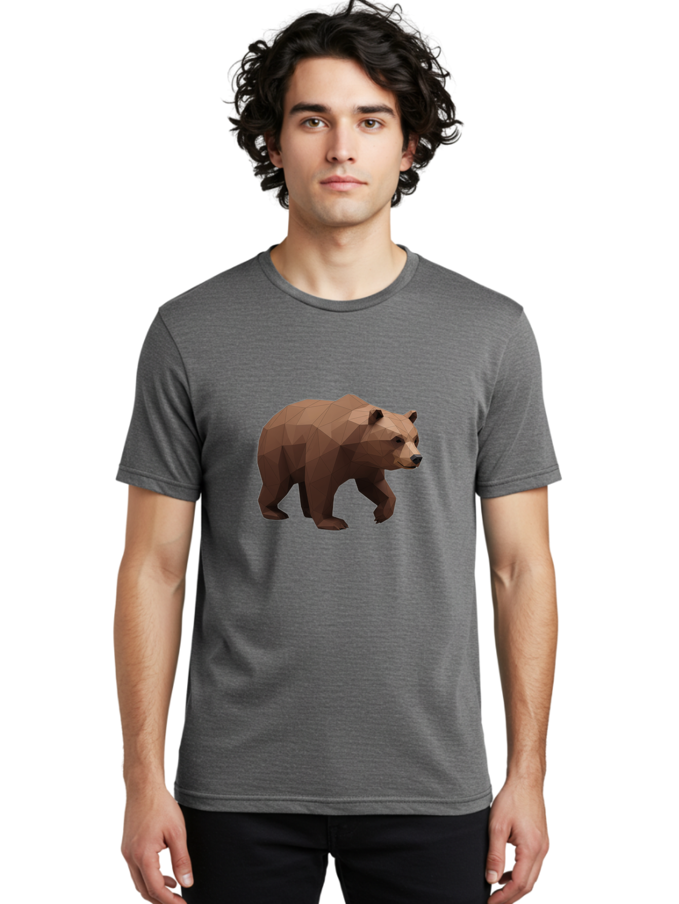 Low-Poly-Brown-Bear Men'S Graphic Tee, 100% Cotton, Comfortable Casual Summer Wear, Machine Washable, Vintage Camera, Old Camera, Antique Camera, Black Camera, Classic Photography, Photography Equipment, Nostalgic Device, Film Camera, Baf194