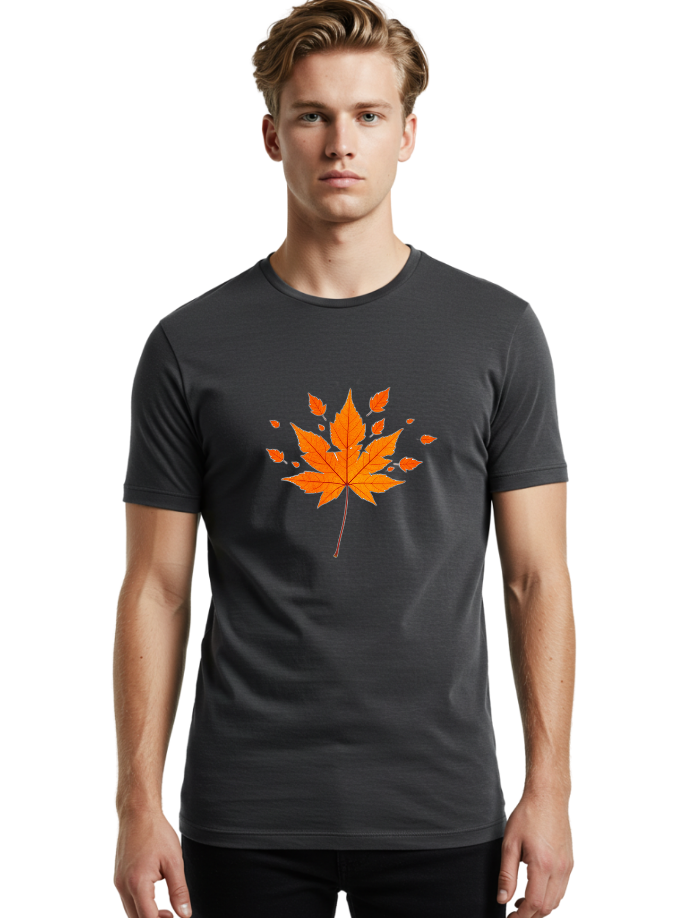 Maple-Leaf Men'S Graphic Tee, 100% Cotton, Comfortable Casual Summer Wear, Machine Washable, Vintage Camera, Old Camera, Antique Camera, Black Camera, Classic Photography, Photography Equipment, Nostalgic Device, Film Camera, Camera Art Baf203