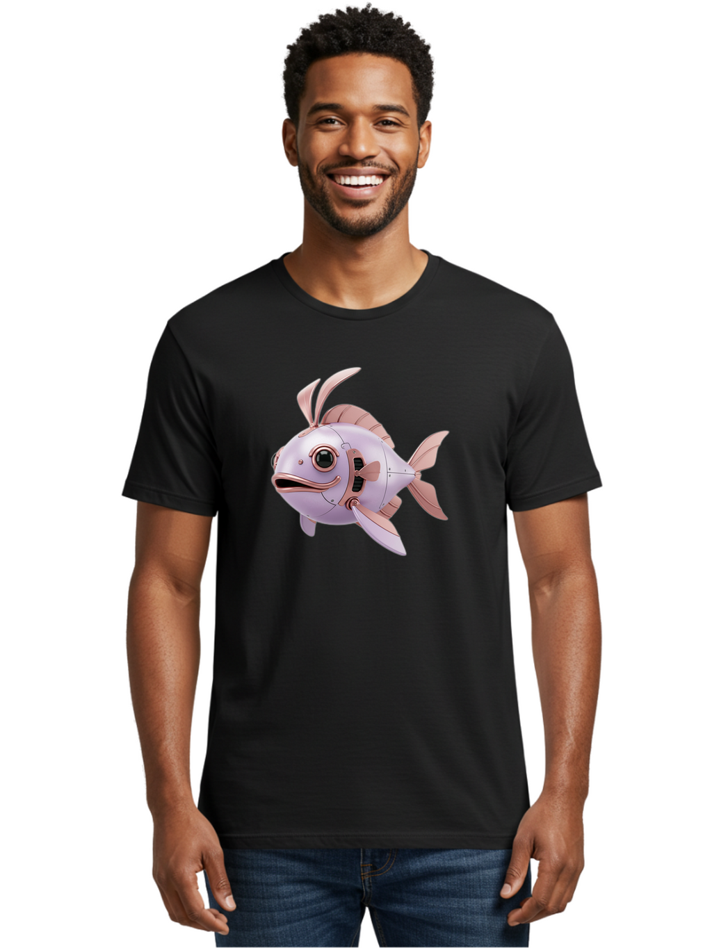 Mechanical-Fish Men'S Graphic Tee, 100% Cotton, Comfortable Casual Summer Wear, Machine Washable, Vintage Camera, Old Camera, Antique Camera, Black Camera, Classic Photography, Photography Equipment, Nostalgic Device, Film Camera, Camera Art Baf205