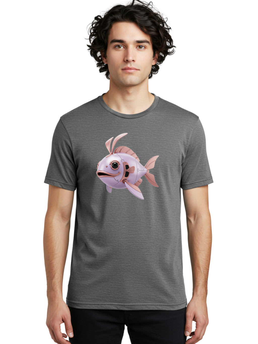 Mechanical-Fish Men'S Graphic Tee, 100% Cotton, Comfortable Casual Summer Wear, Machine Washable, Vintage Camera, Old Camera, Antique Camera, Black Camera, Classic Photography, Photography Equipment, Nostalgic Device, Film Camera, Camera Art Baf205