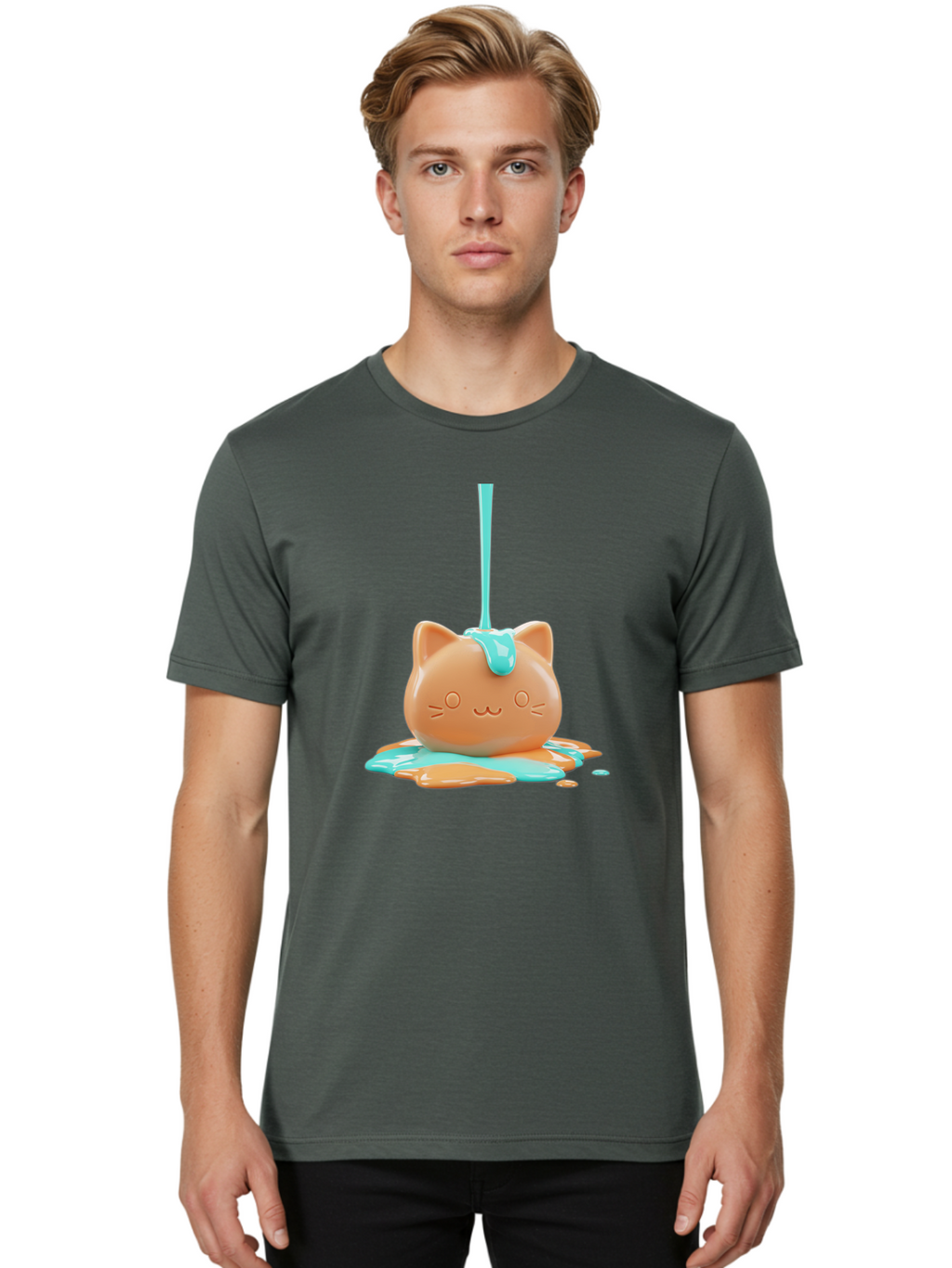Melting-Cat-Head Men'S Graphic Tee, 100% Cotton, Comfortable Casual Summer Wear, Machine Washable, Vintage Camera, Old Camera, Antique Camera, Black Camera, Classic Photography, Photography Equipment, Nostalgic Device, Film Camera, Camera Art Baf208
