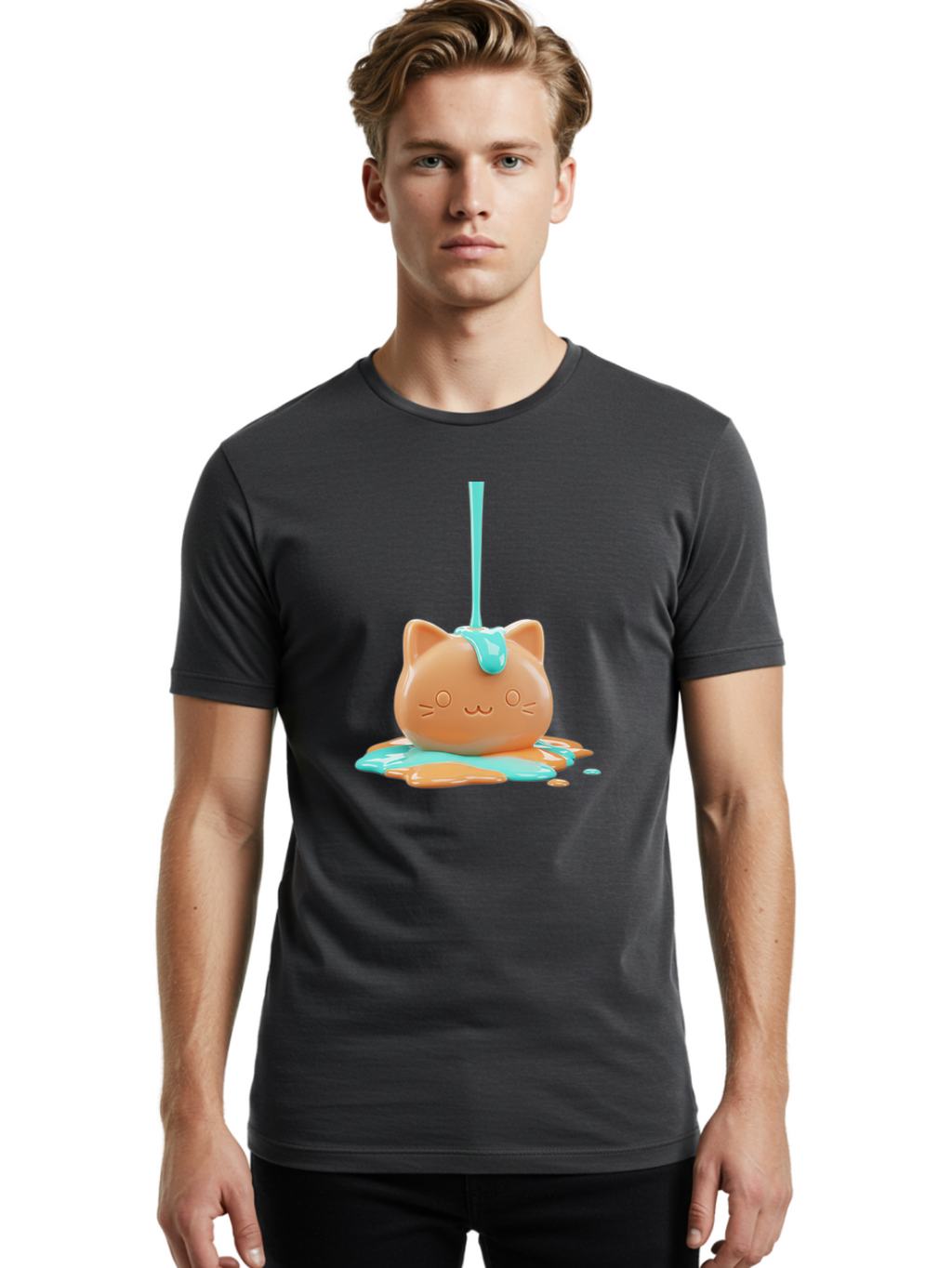 Melting-Cat-Head Men'S Graphic Tee, 100% Cotton, Comfortable Casual Summer Wear, Machine Washable, Vintage Camera, Old Camera, Antique Camera, Black Camera, Classic Photography, Photography Equipment, Nostalgic Device, Film Camera, Camera Art Baf208