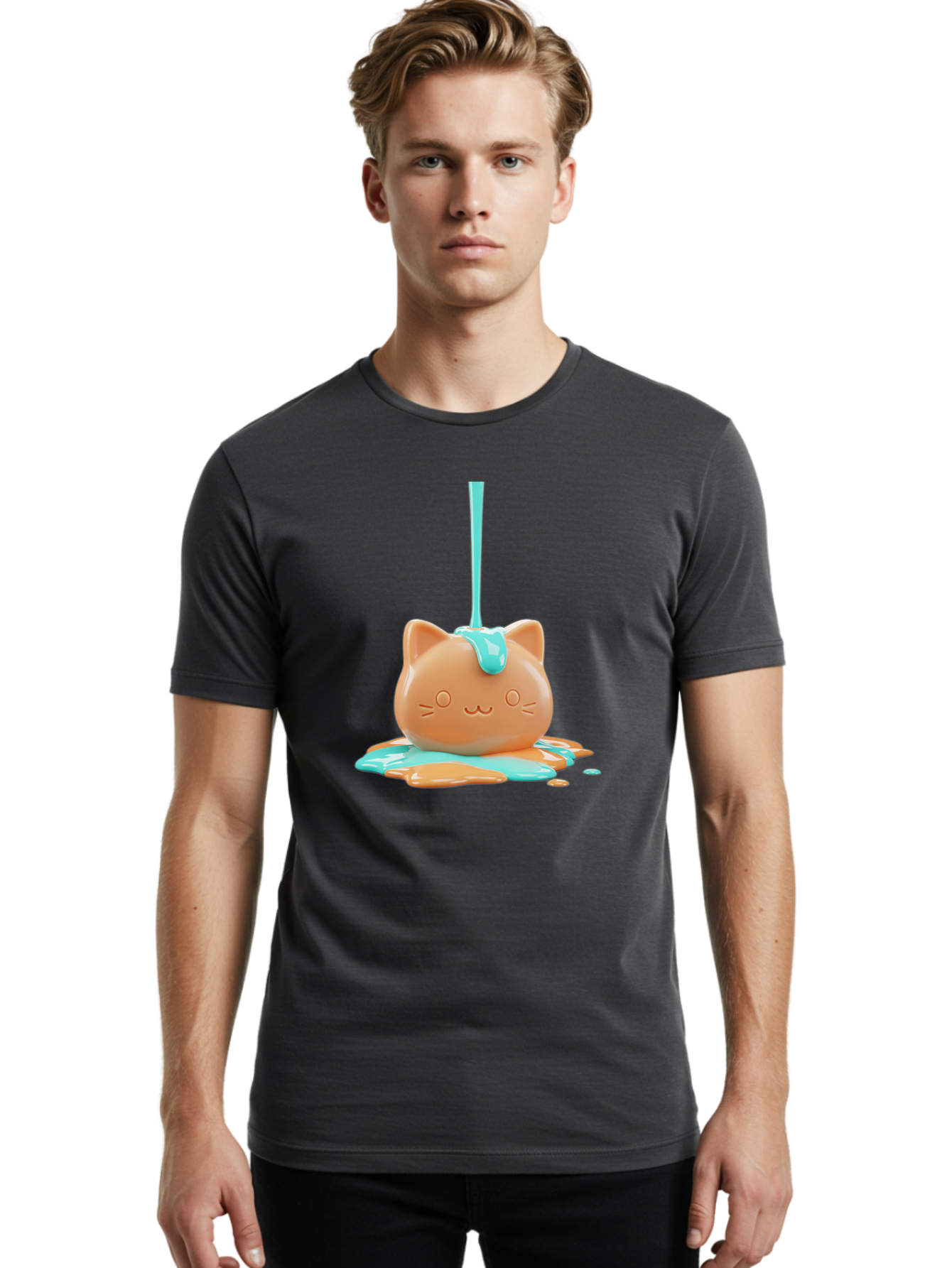 Melting-Cat-Head Men'S Graphic Tee, 100% Cotton, Comfortable Casual Summer Wear, Machine Washable, Vintage Camera, Old Camera, Antique Camera, Black Camera, Classic Photography, Photography Equipment, Nostalgic Device, Film Camera, Camera Art Baf208