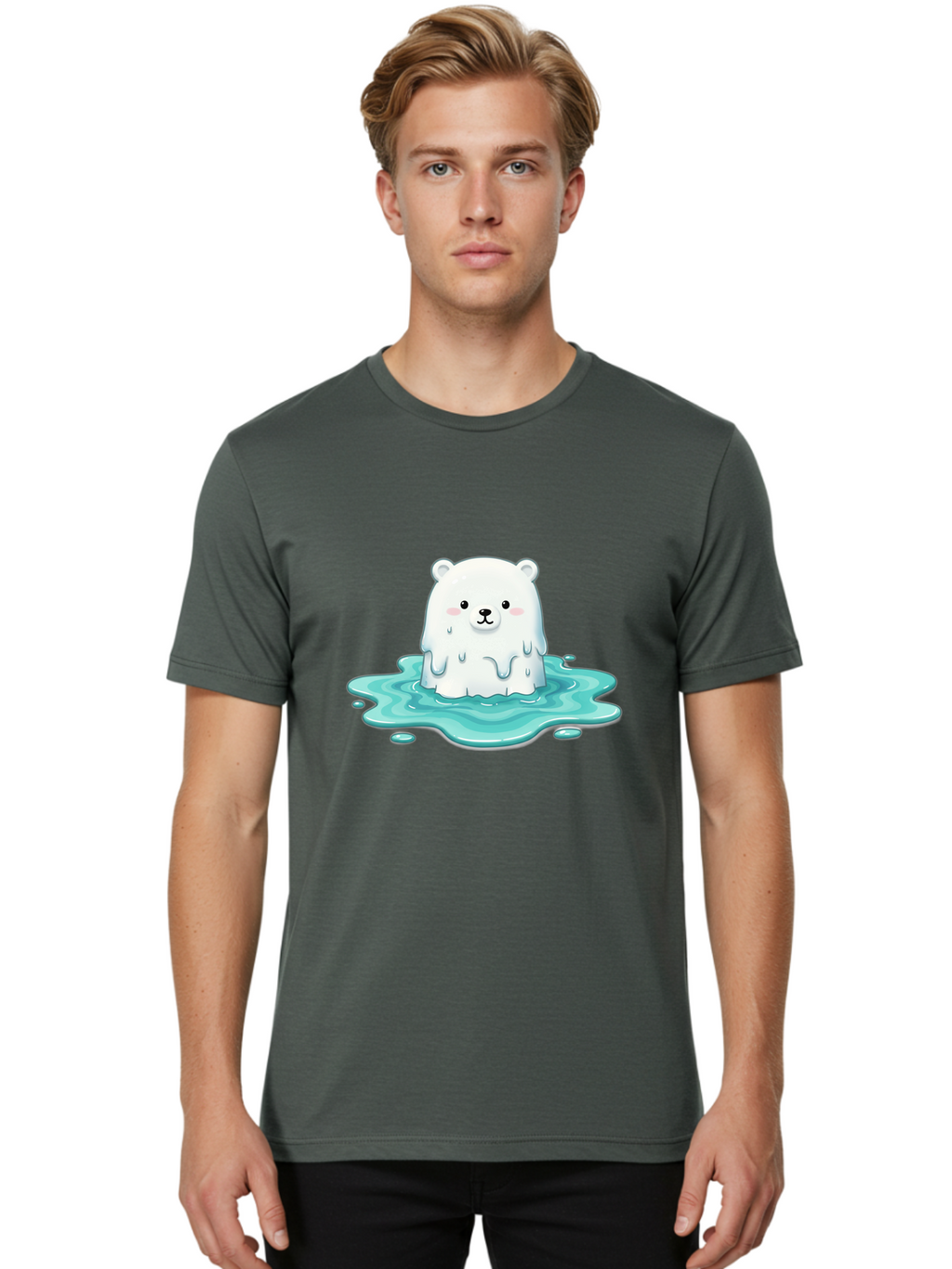 Melting-Polar-Bear Men'S Graphic Tee, 100% Cotton, Comfortable Casual Summer Wear, Machine Washable, Vintage Camera, Old Camera, Antique Camera, Black Camera, Classic Photography, Photography Equipment, Nostalgic Device, Film Camera, Baf211