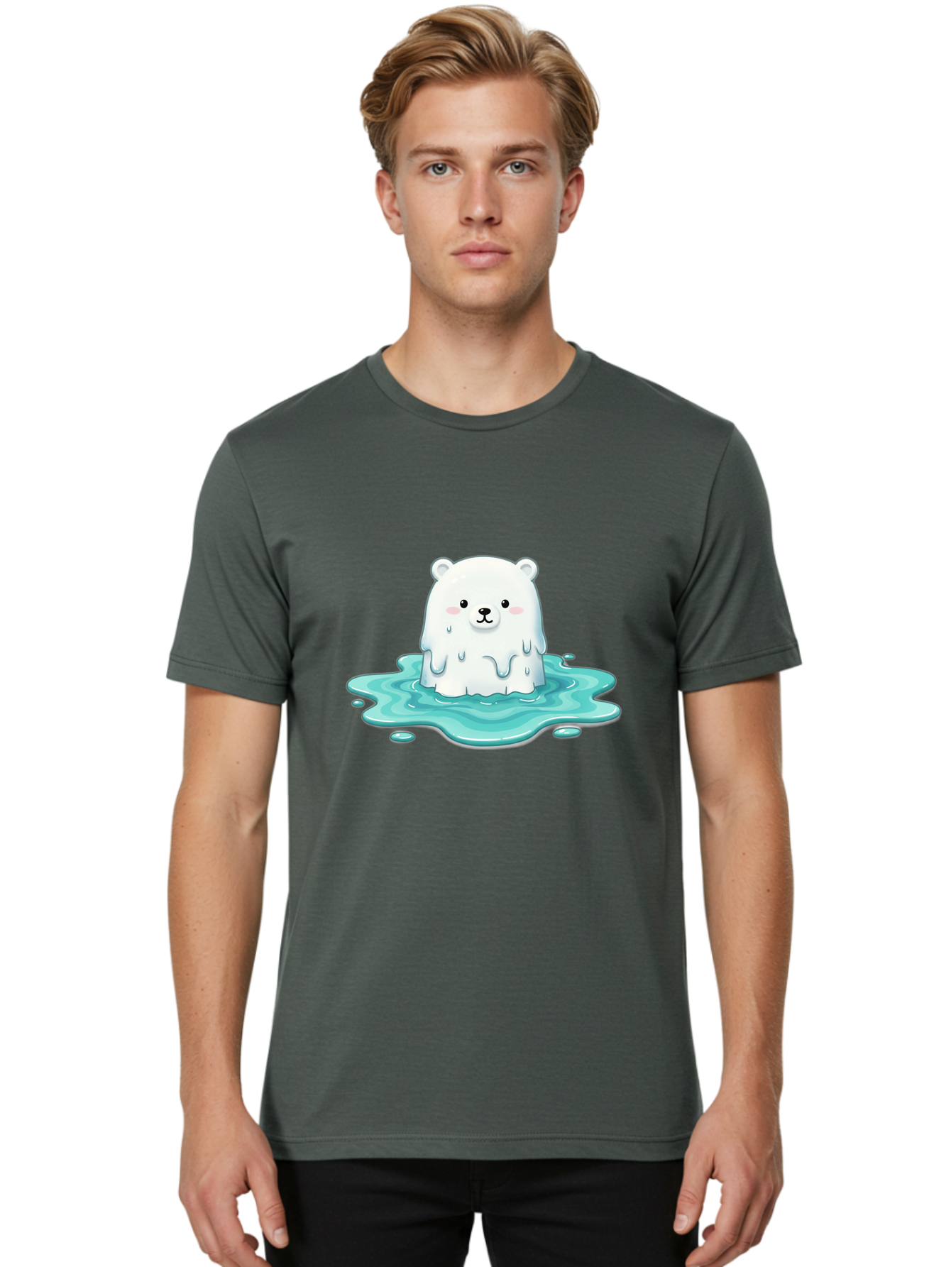 Melting-Polar-Bear Men'S Graphic Tee, 100% Cotton, Comfortable Casual Summer Wear, Machine Washable, Vintage Camera, Old Camera, Antique Camera, Black Camera, Classic Photography, Photography Equipment, Nostalgic Device, Film Camera, Baf211