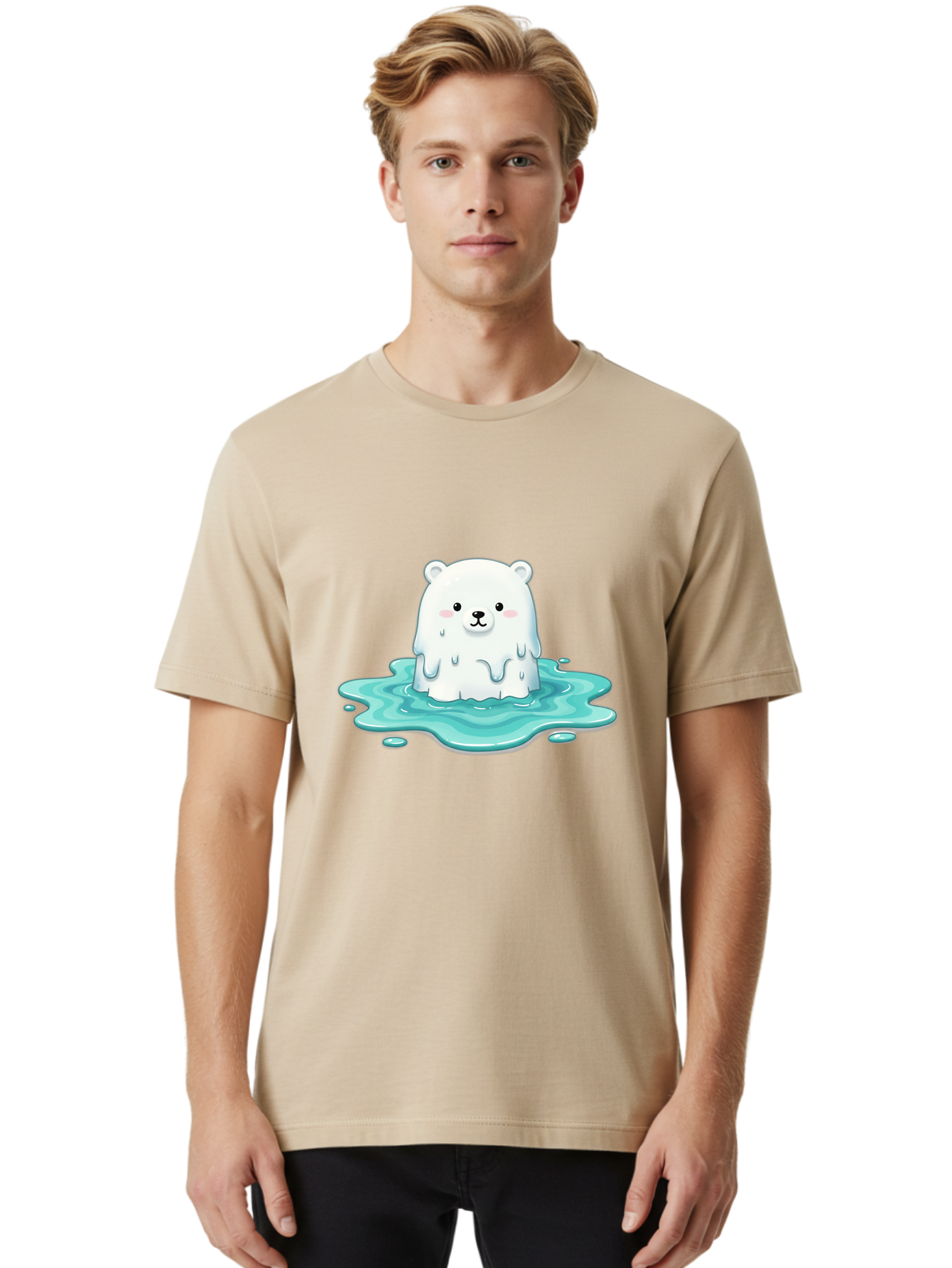 Melting-Polar-Bear Men'S Graphic Tee, 100% Cotton, Comfortable Casual Summer Wear, Machine Washable, Vintage Camera, Old Camera, Antique Camera, Black Camera, Classic Photography, Photography Equipment, Nostalgic Device, Film Camera, Baf211