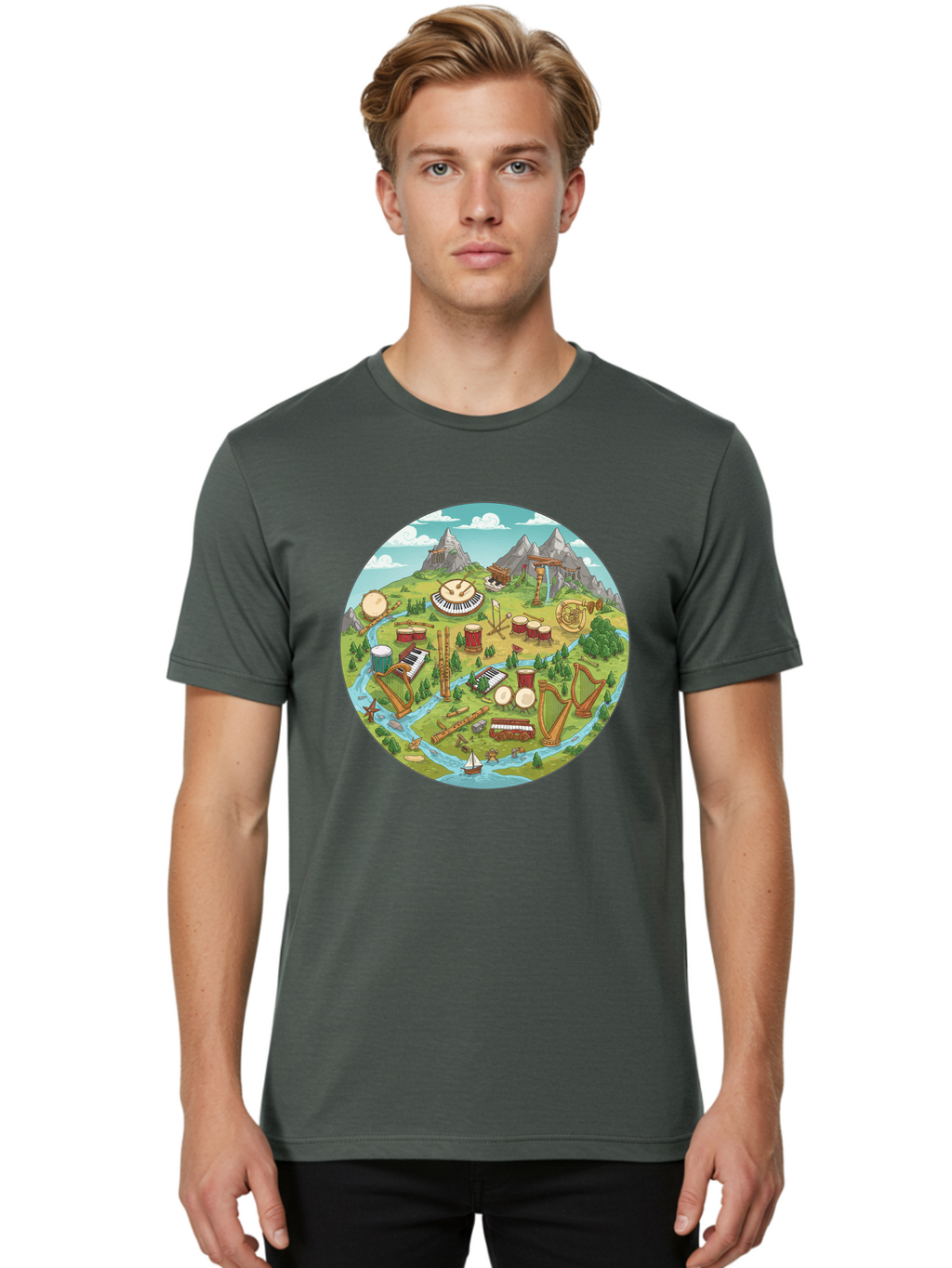 Music-Instruments-Landscape Men'S Graphic Tee, 100% Cotton, Comfortable Casual Summer Wear, Machine Washable, Vintage Camera, Old Camera, Antique Camera, Black Camera, Classic Photography, Photography Equipment, Nostalgic Device, Film Camera, Baf236